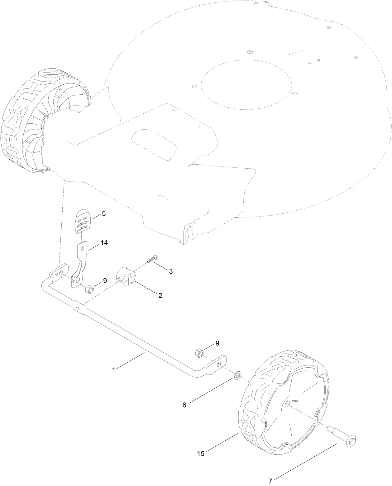 Front Wheel and Height-of-Cut Assembly
