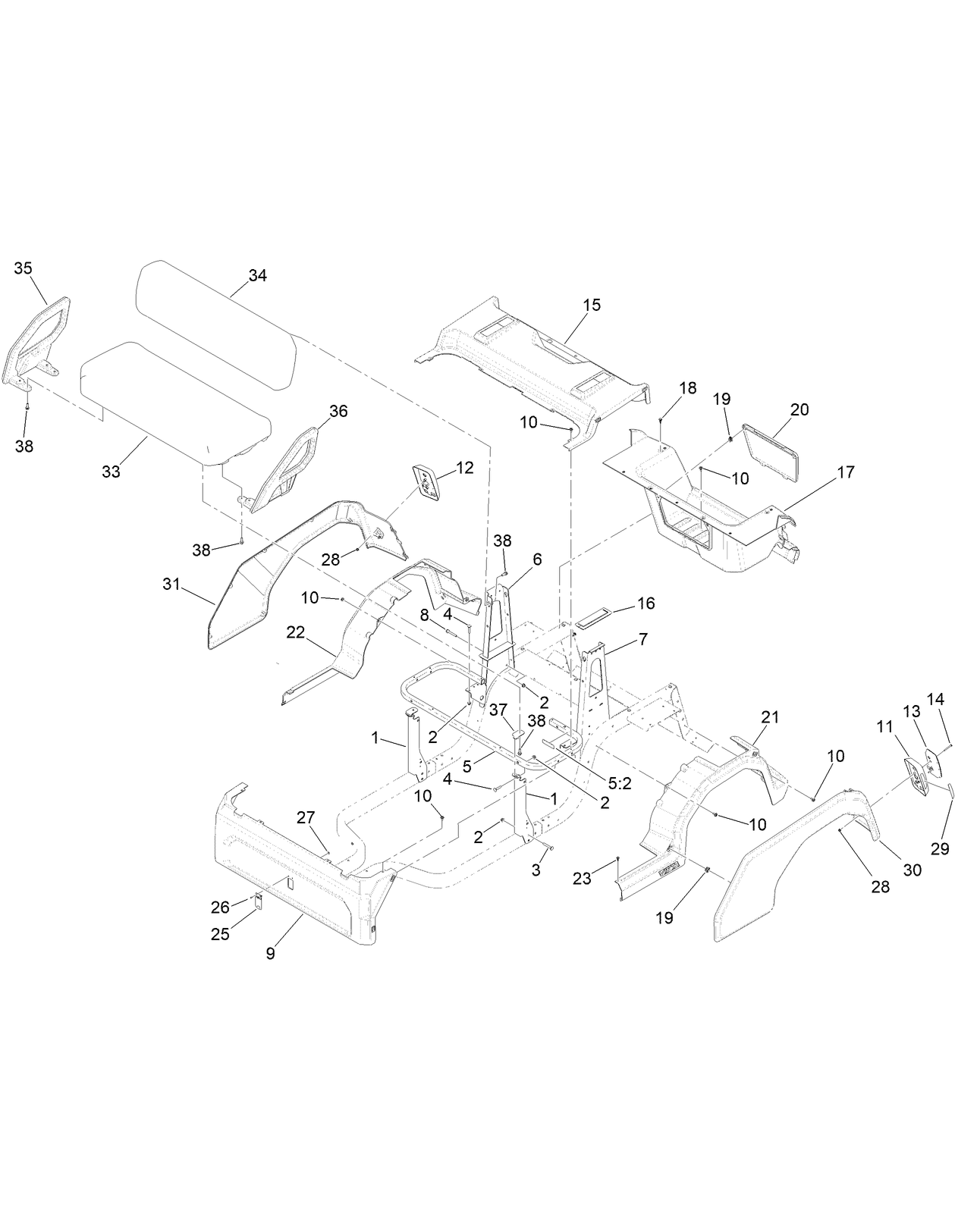 Main Seat and Rear Fenders Assembly