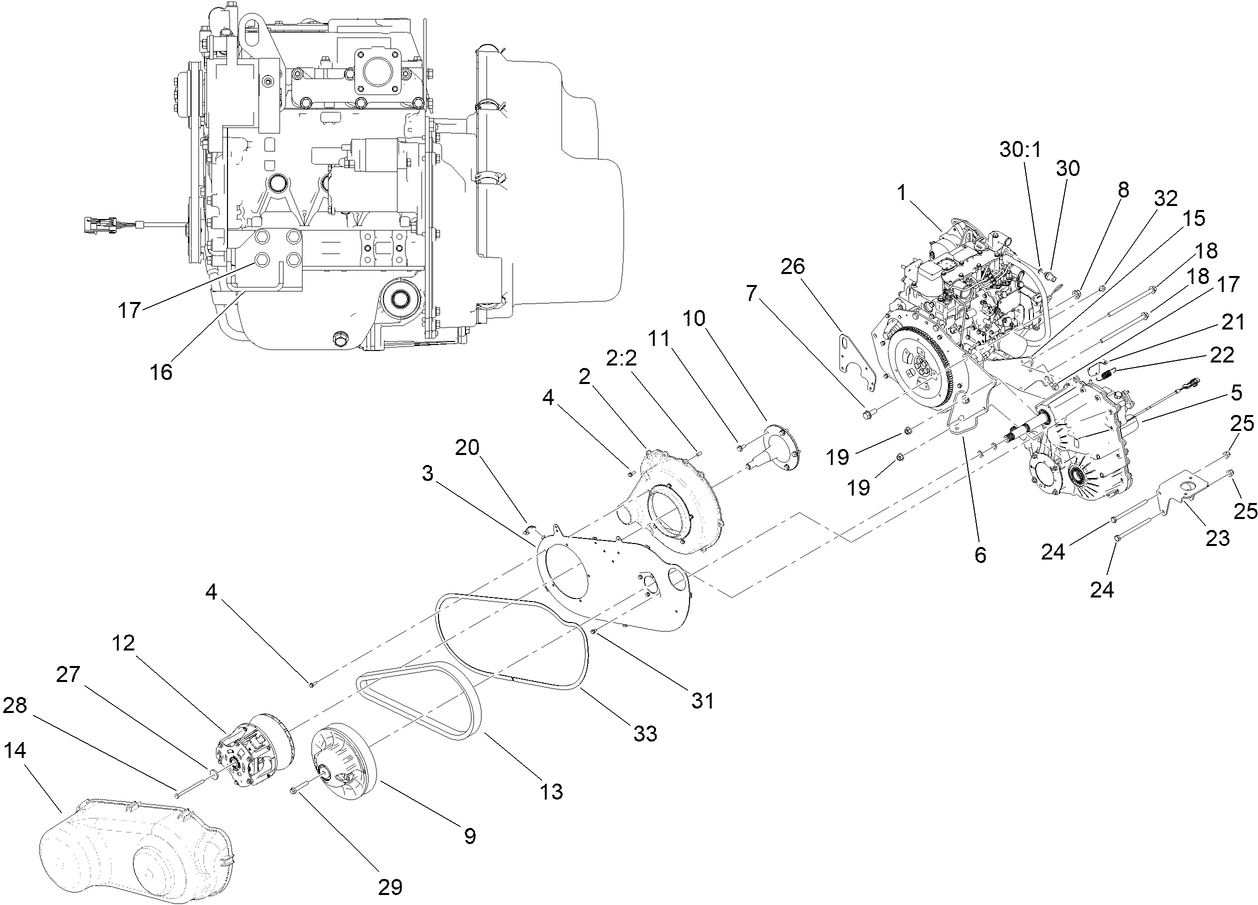 Engine, Transaxle and Clutch Assembly