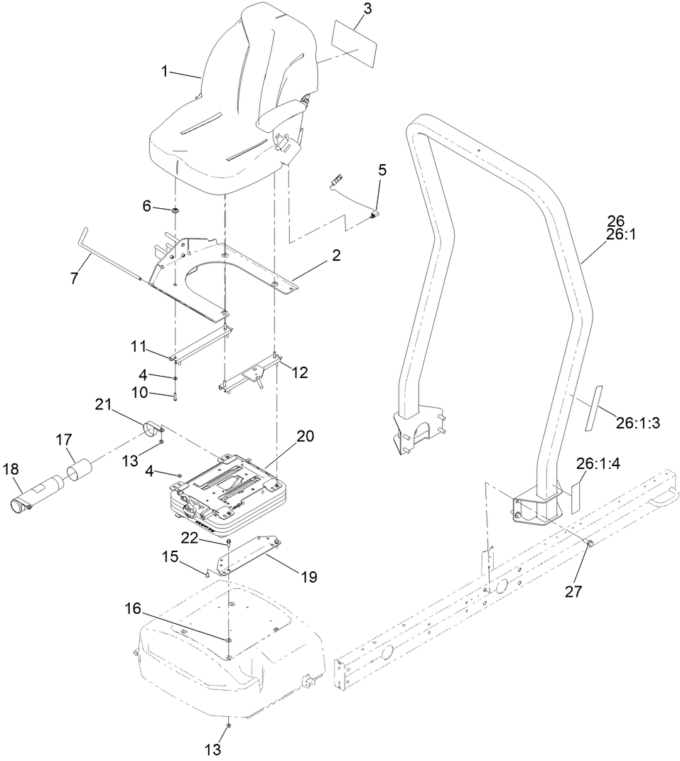 Seat and Roll-Over Protection System Assembly