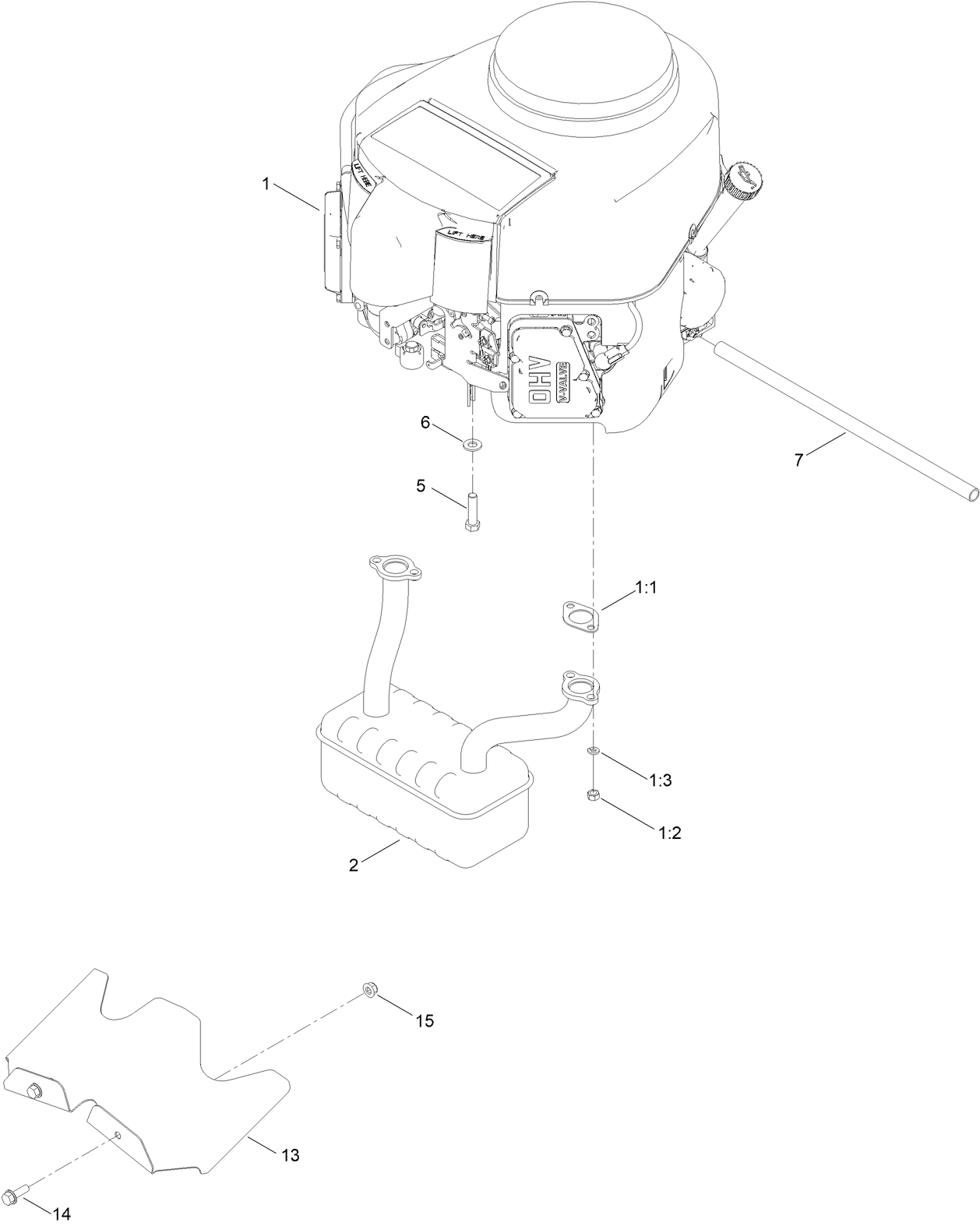 Engine and Muffler Assembly