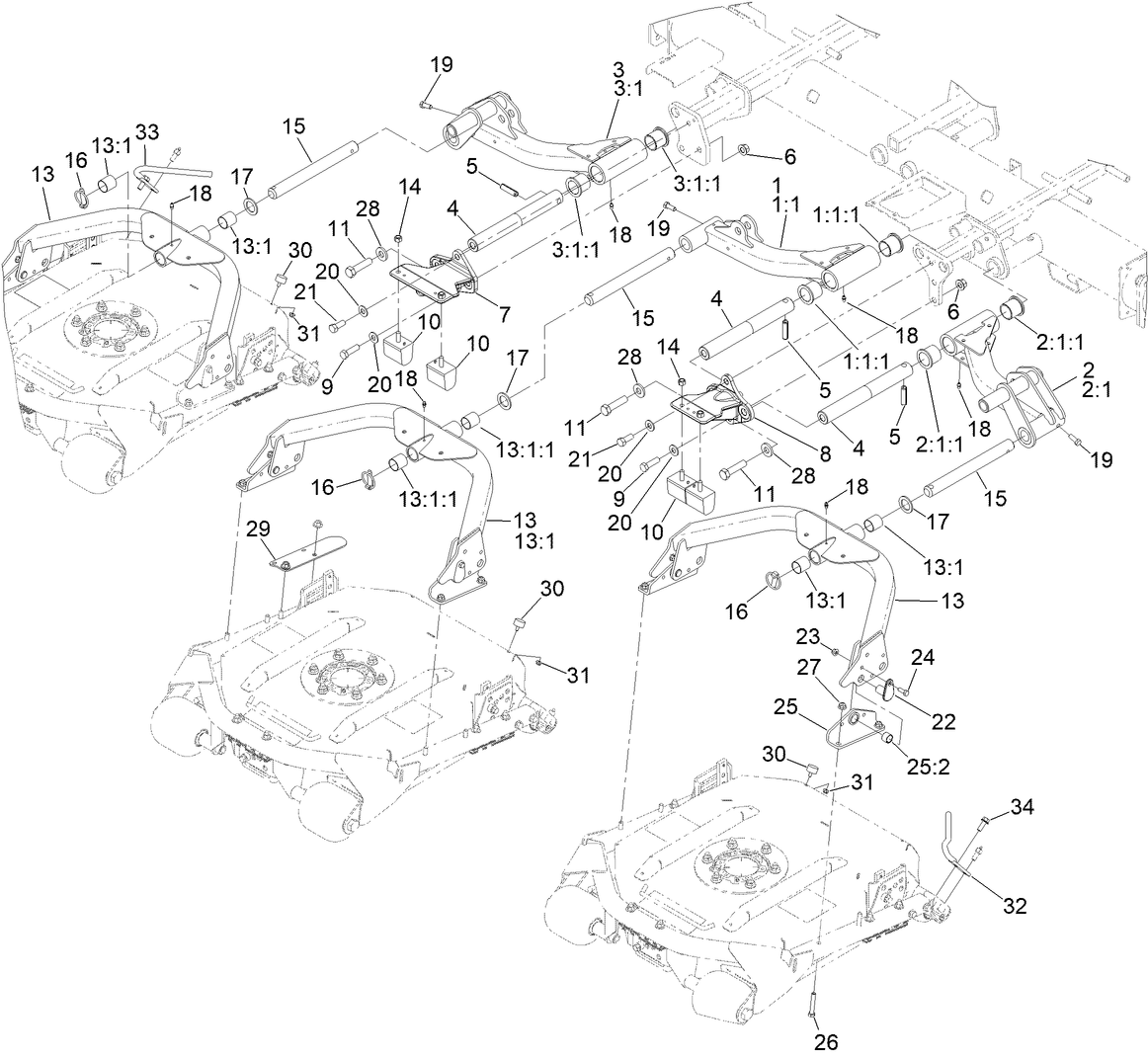 No. 1, 4 and 5 Lift Arm and Deck Assembly