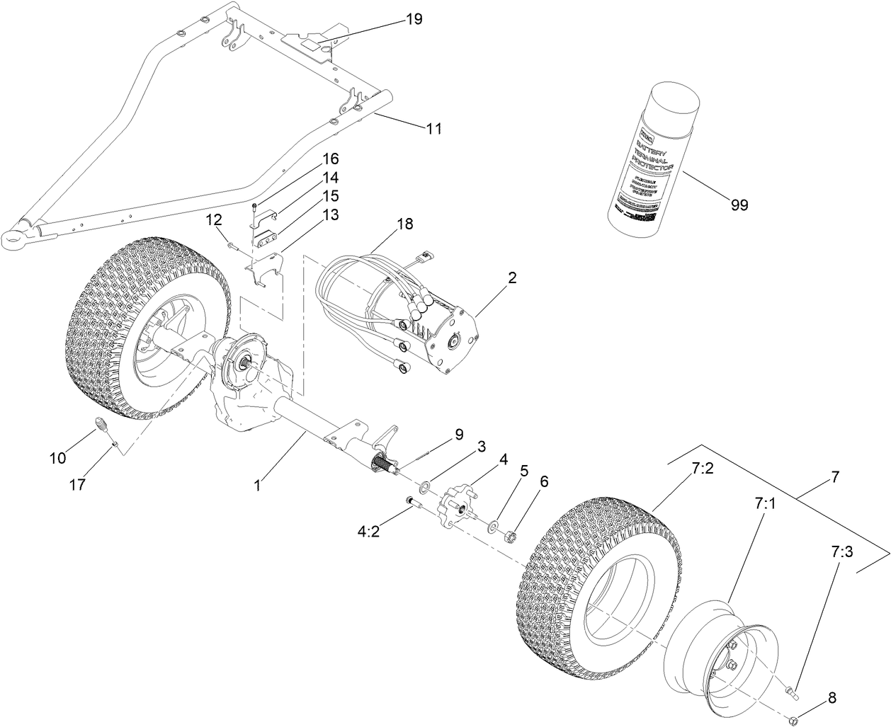 Rear Axle and Motor Assembly