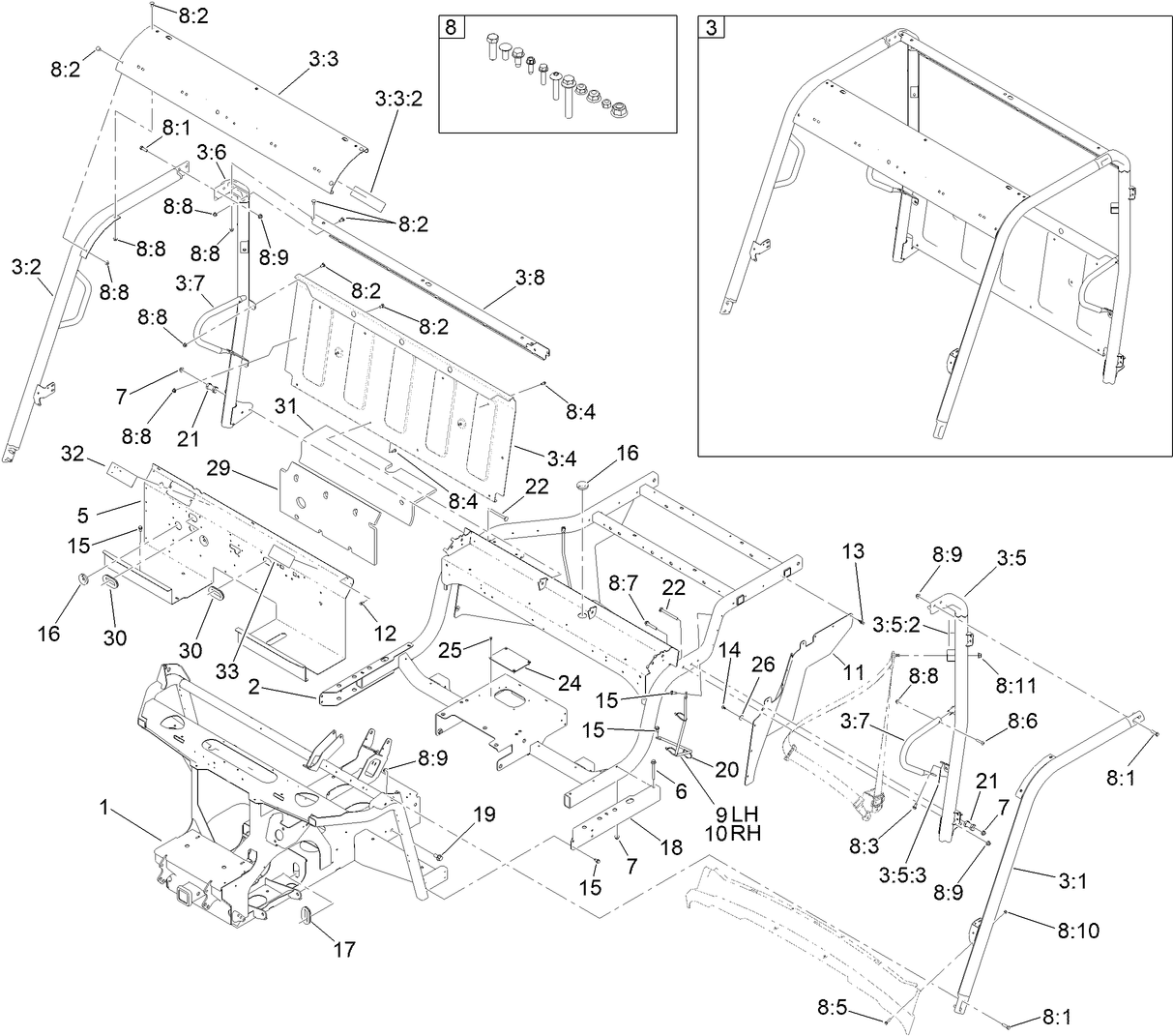 Frame and ROPS Assembly