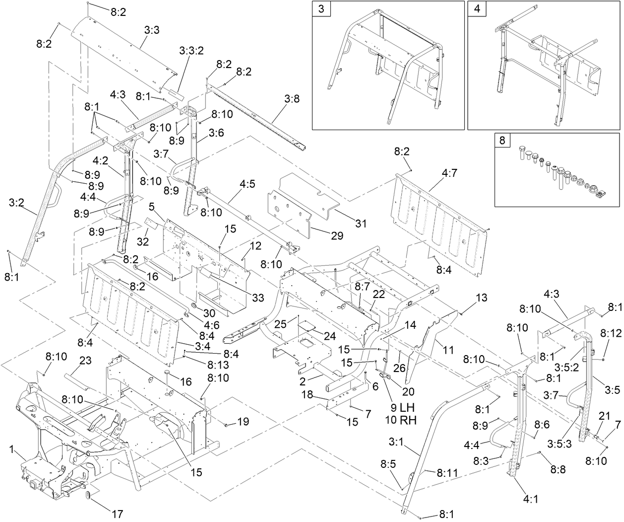 Frame and ROPS Assembly