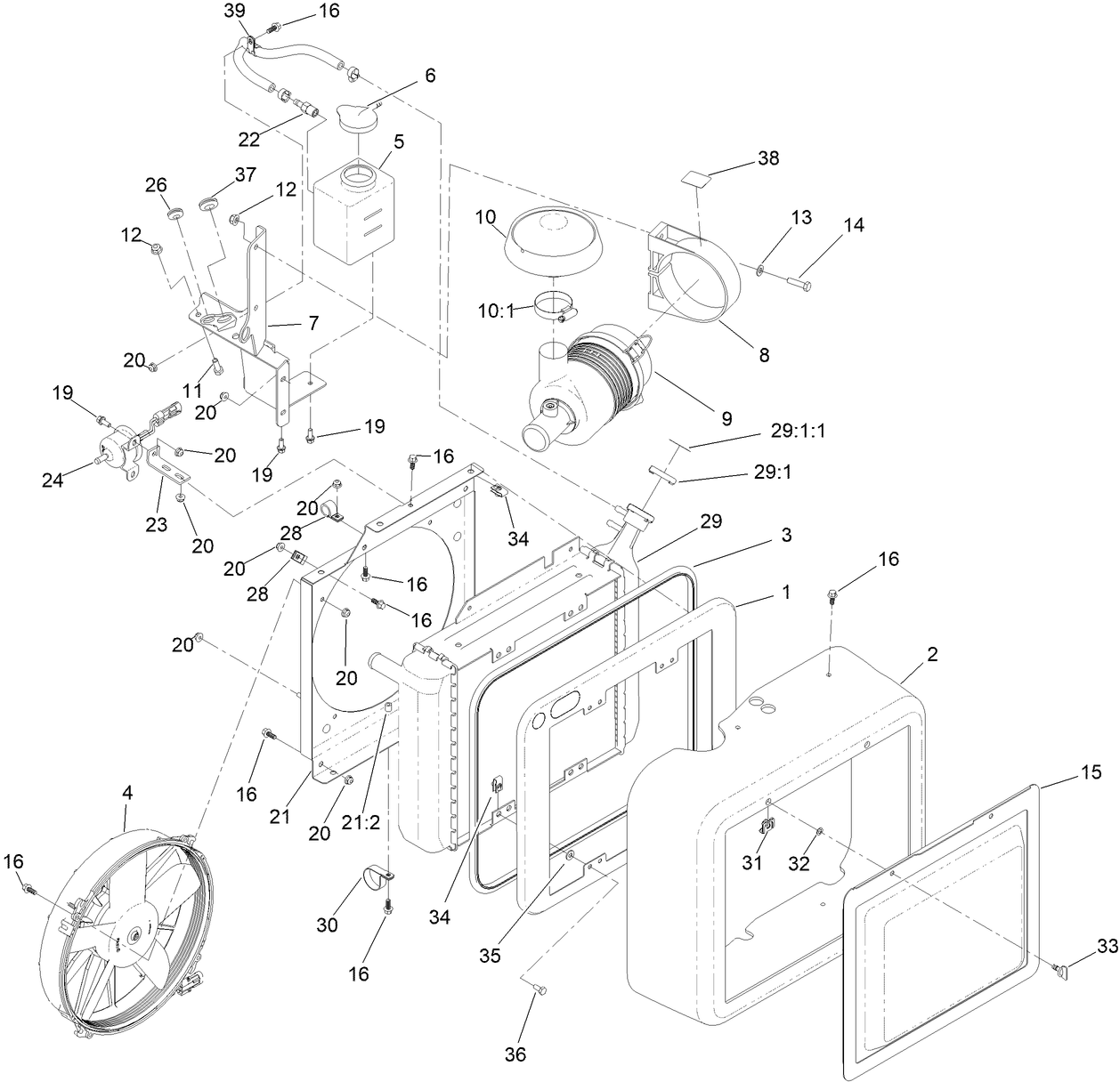 Radiator, Fuel Pump and Air Cleaner Assembly