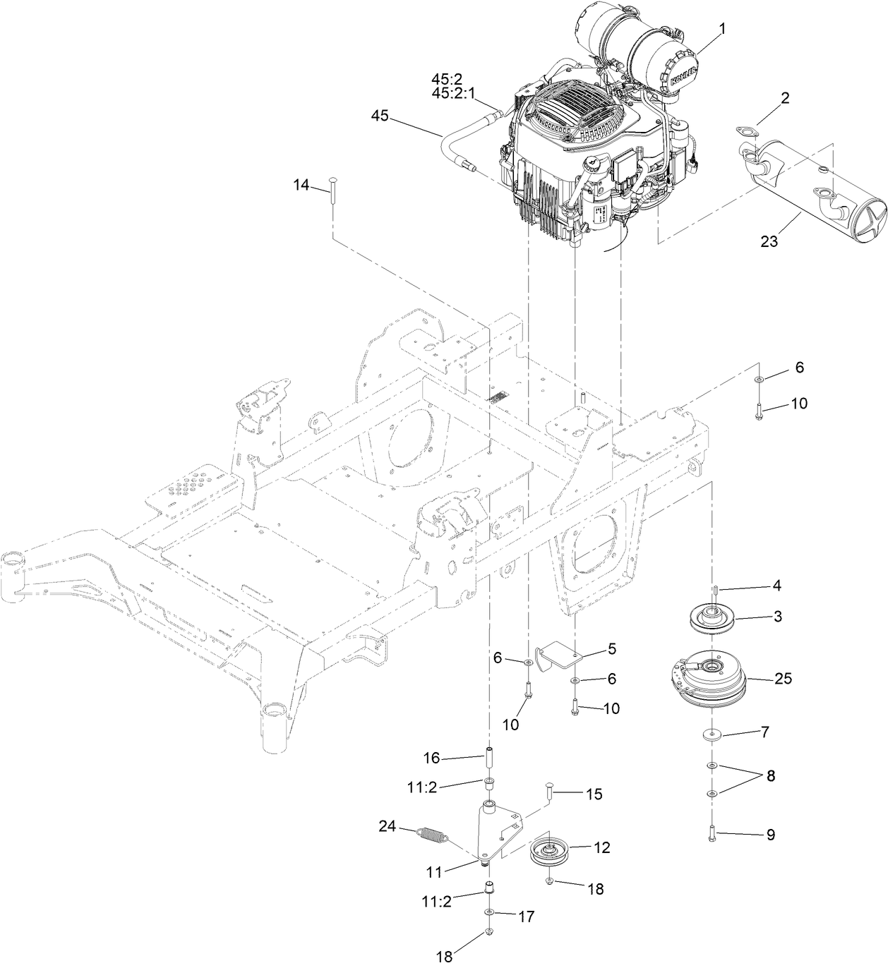 Engine, Clutch and Muffler Assembly
