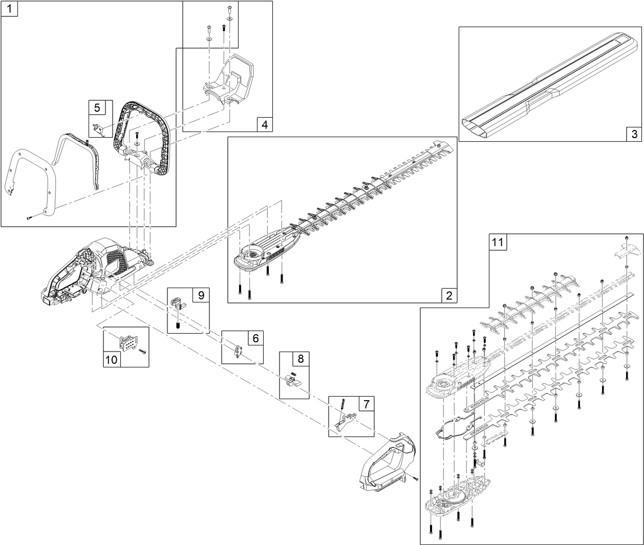 Revolution 60V Hedge Trimmer Assembly