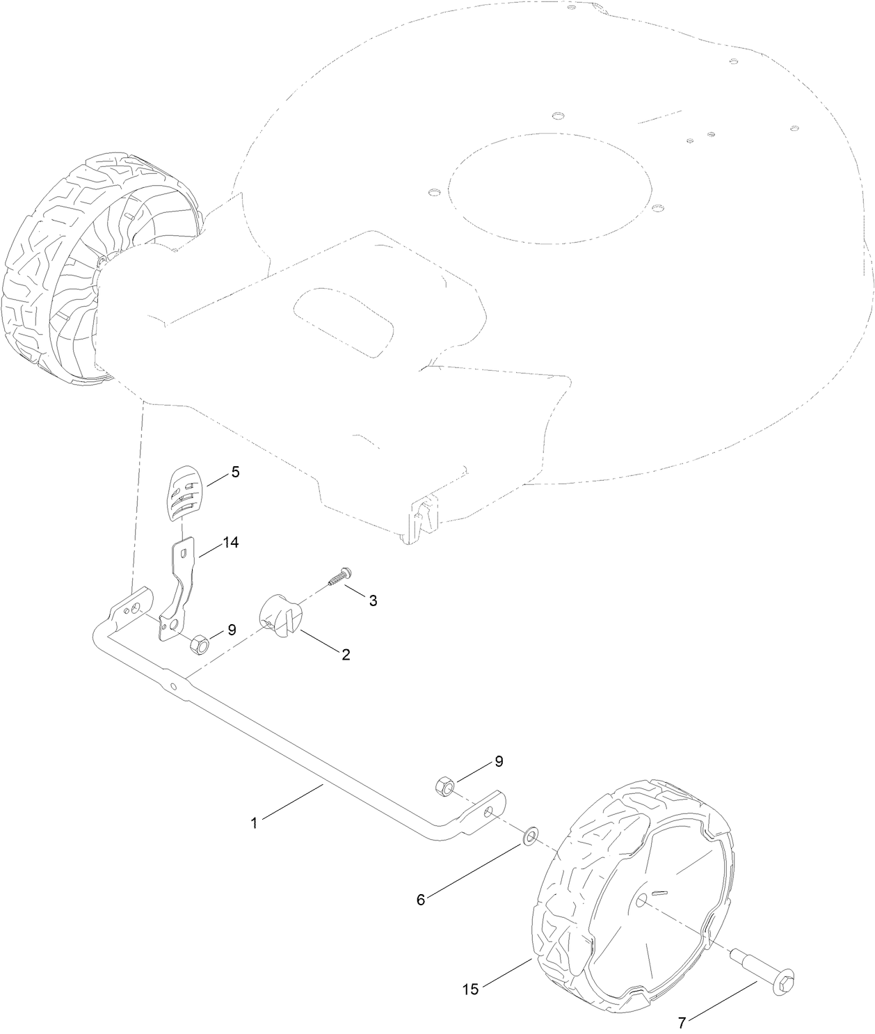 Front Wheel and Height-of-Cut Assembly