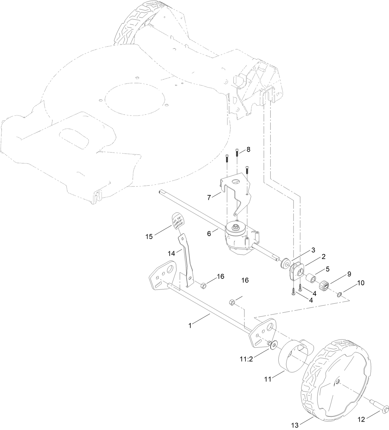 Rear Wheel and Height-of-Cut Assembly