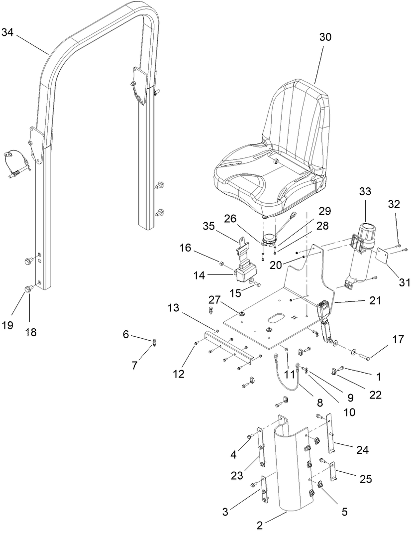 Seat, Base and ROPS Assembly