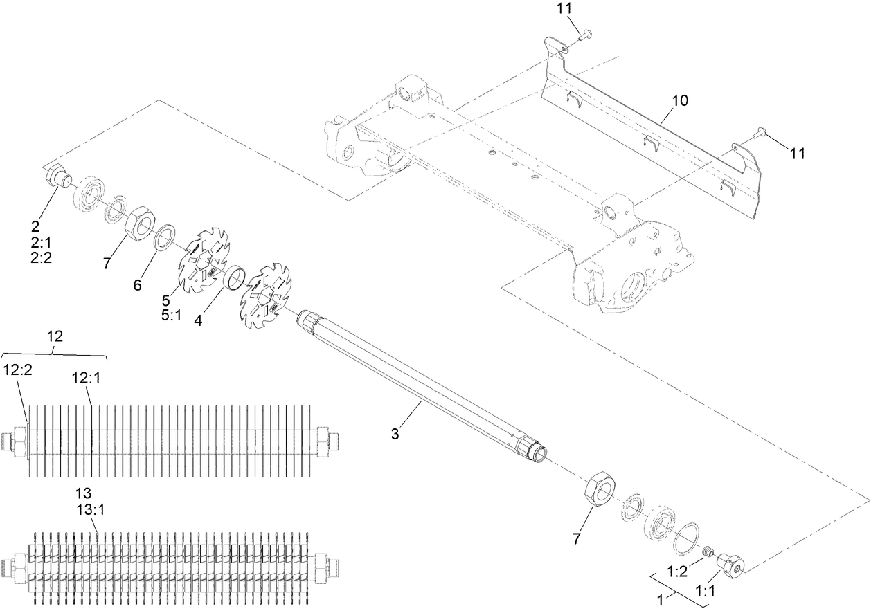Dethatcher Reel and Drive Assembly