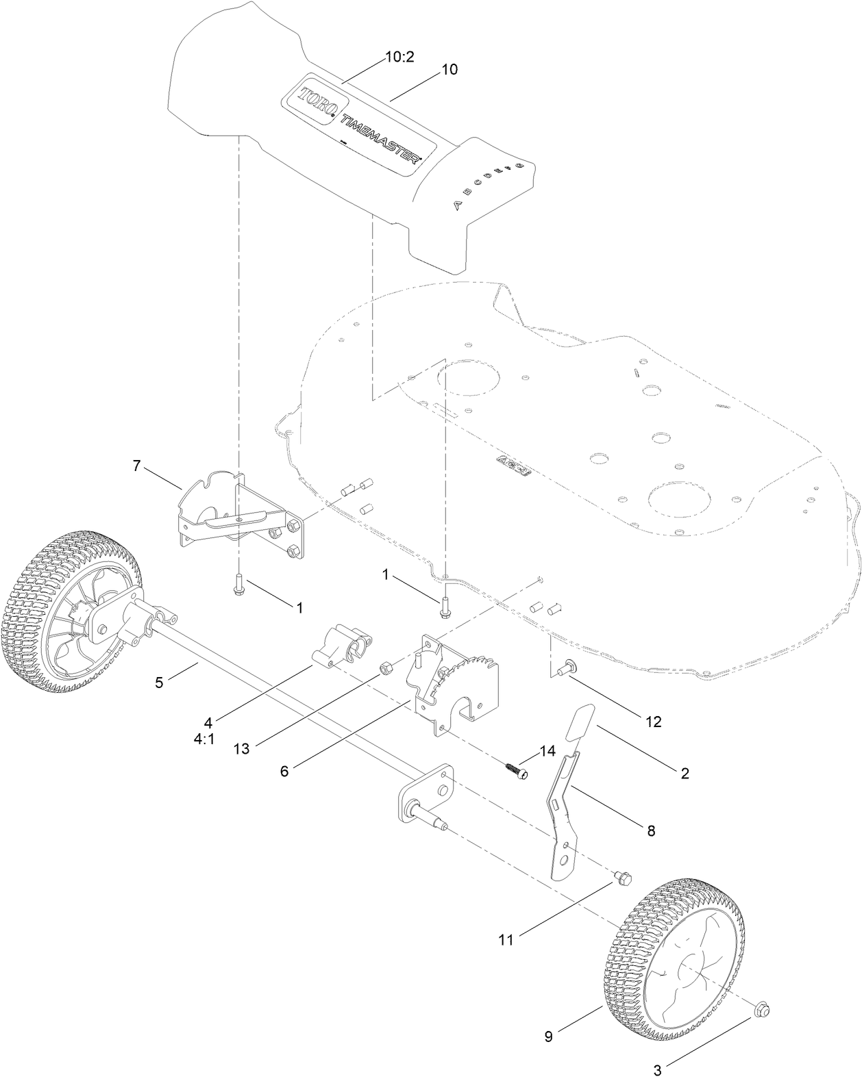 Front Wheel and Height-of-Cut Assembly