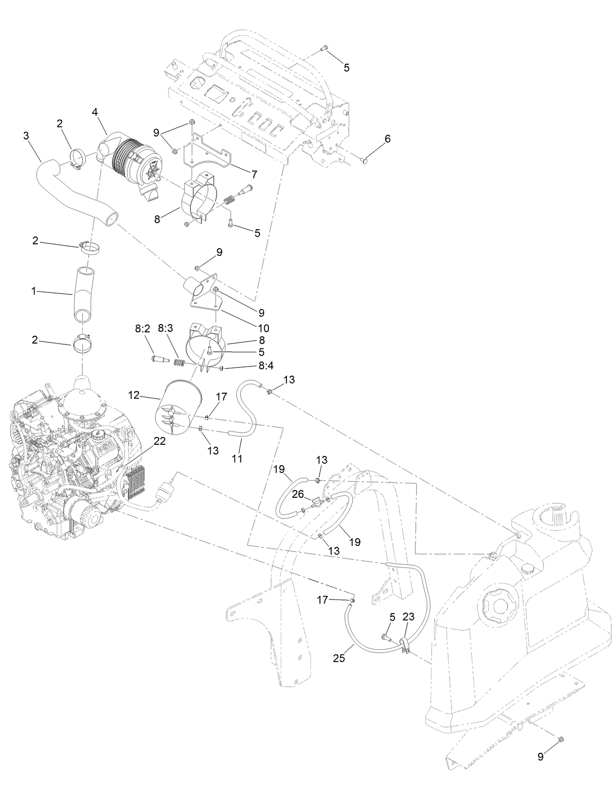 Engine Air Cleaner and Fuel System Assembly