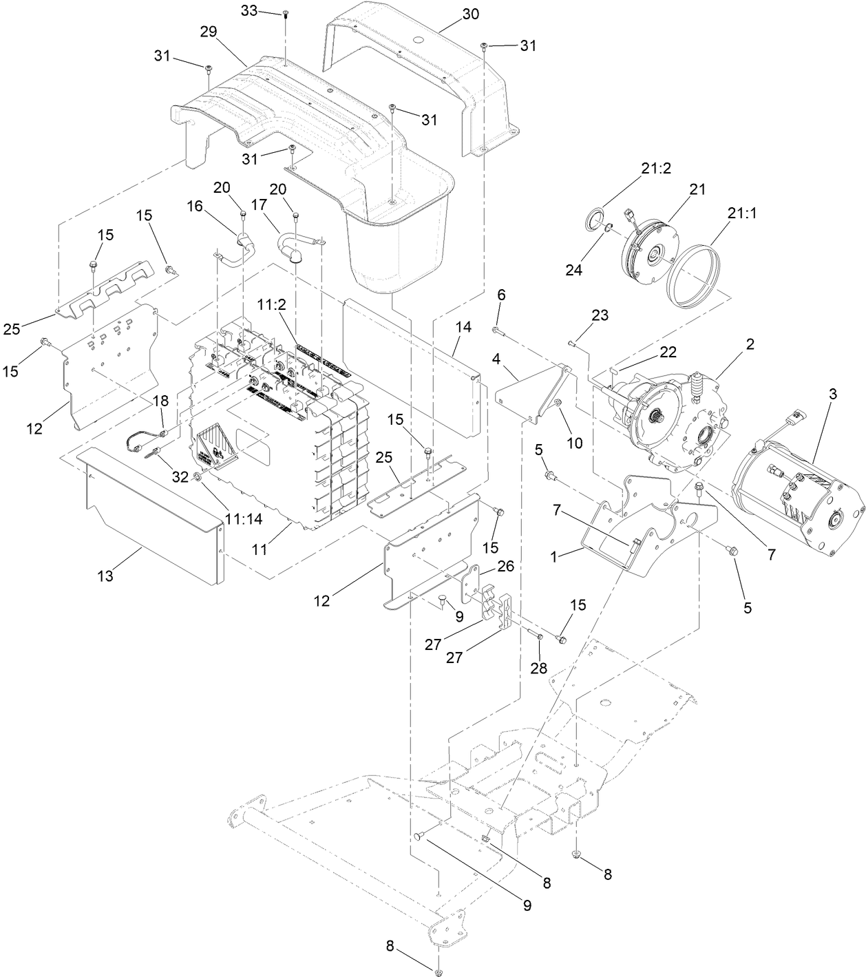 Batteries, Motor and Transaxle Assembly
