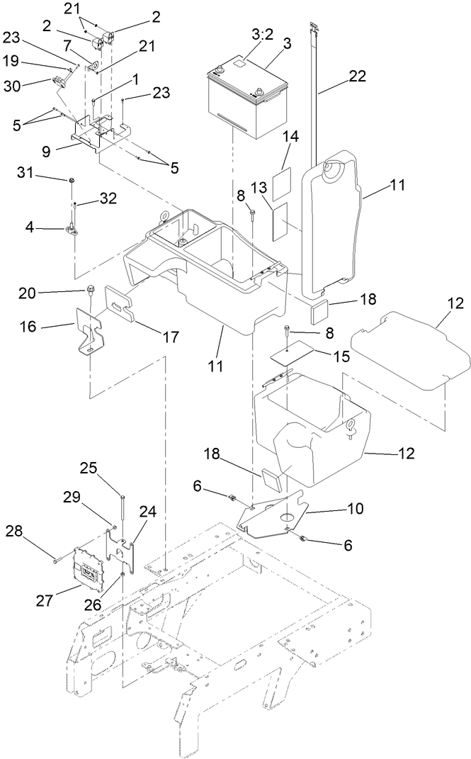 Battery and Storage Box Assembly