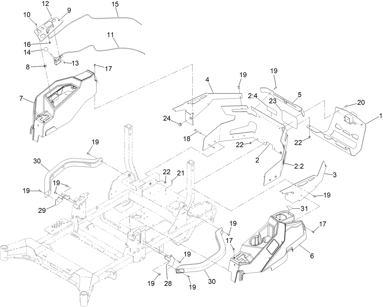 Throttle, Choke and Guards Assembly