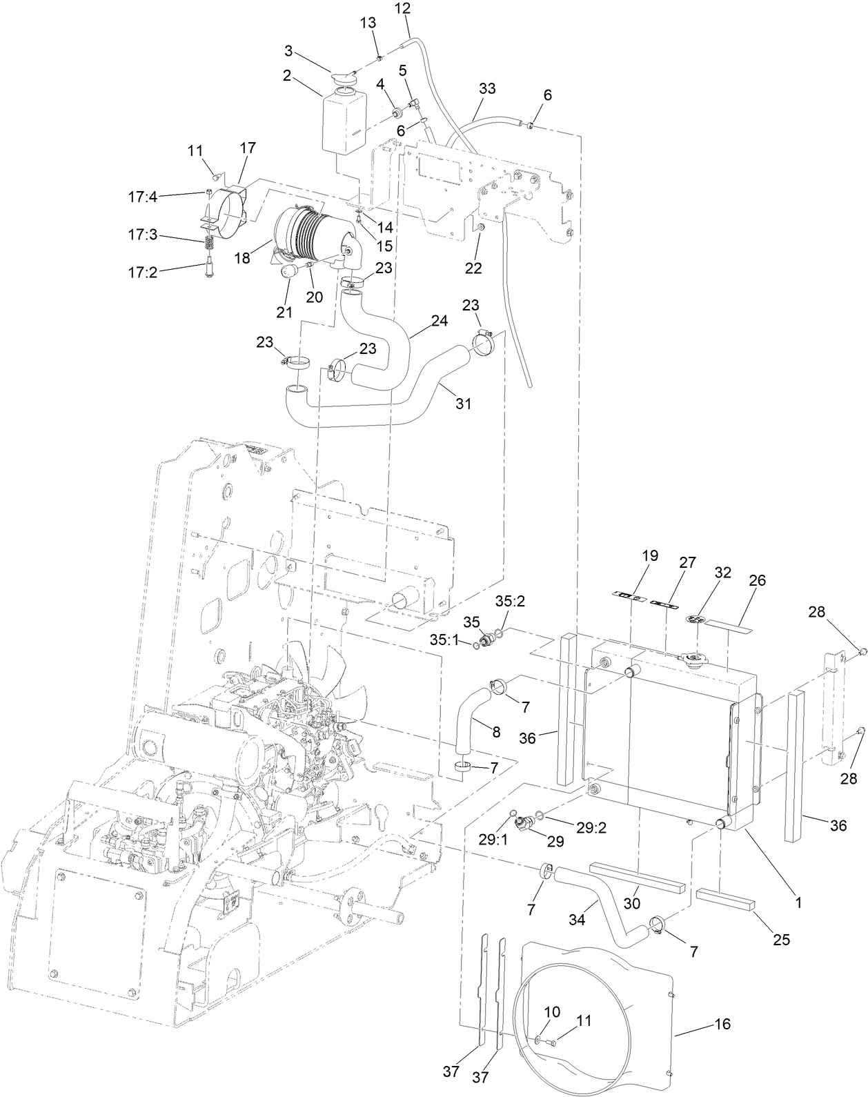 Radiator and Air Cleaner Assembly