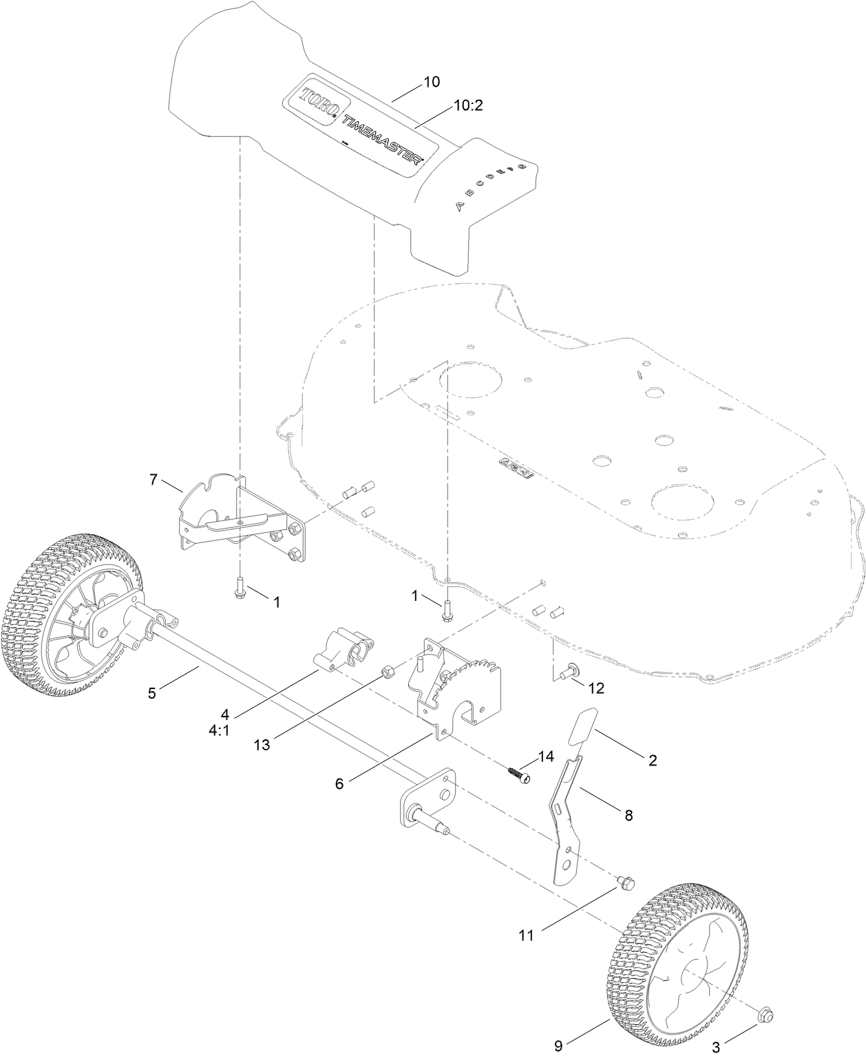 Front Wheel and Height-of-Cut Assembly