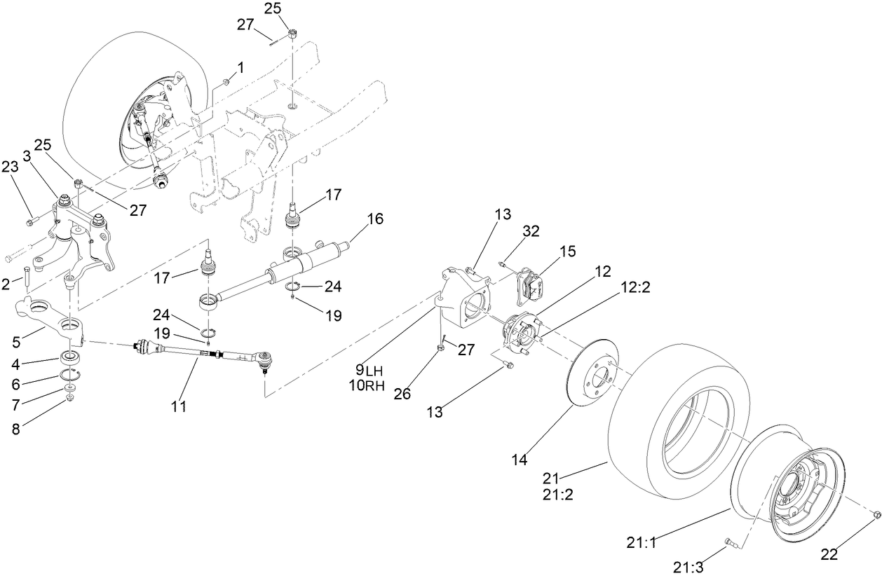 Steering and Front Wheel Assembly