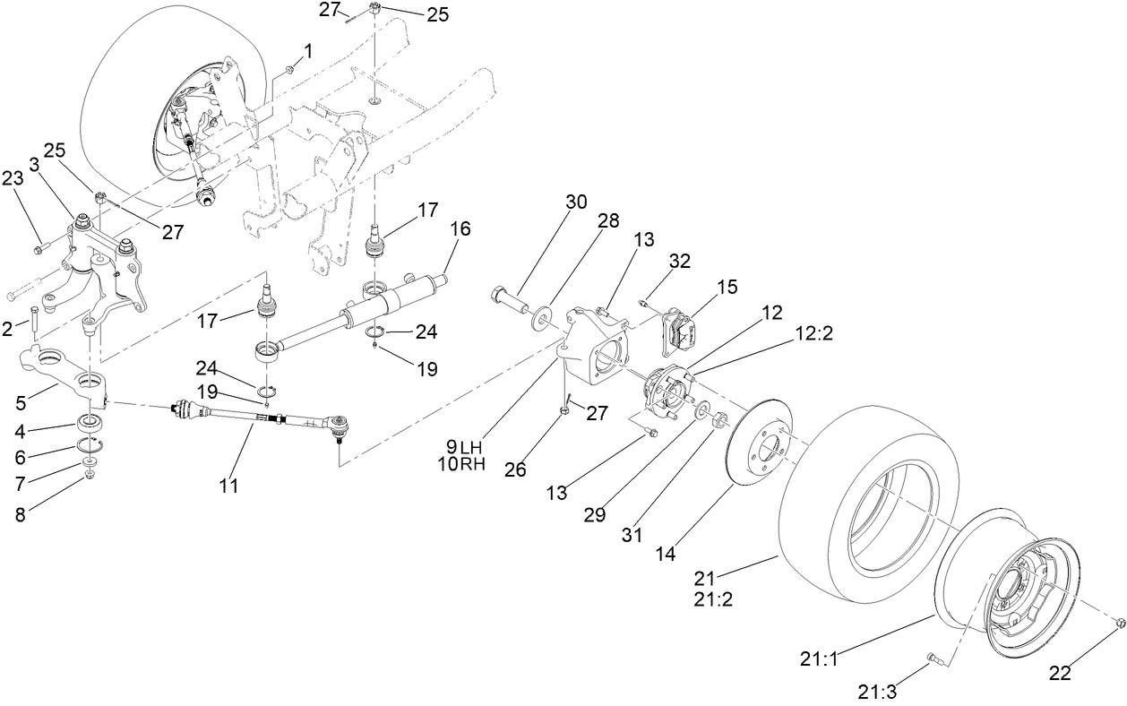 Steering and Front Wheel Assembly