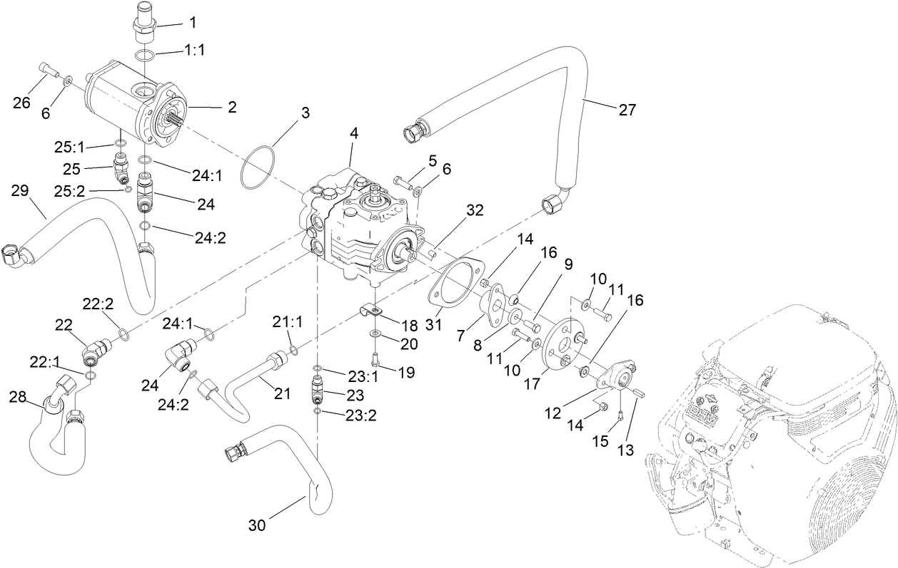 Hydrostat and Gear Pump Drive Assembly