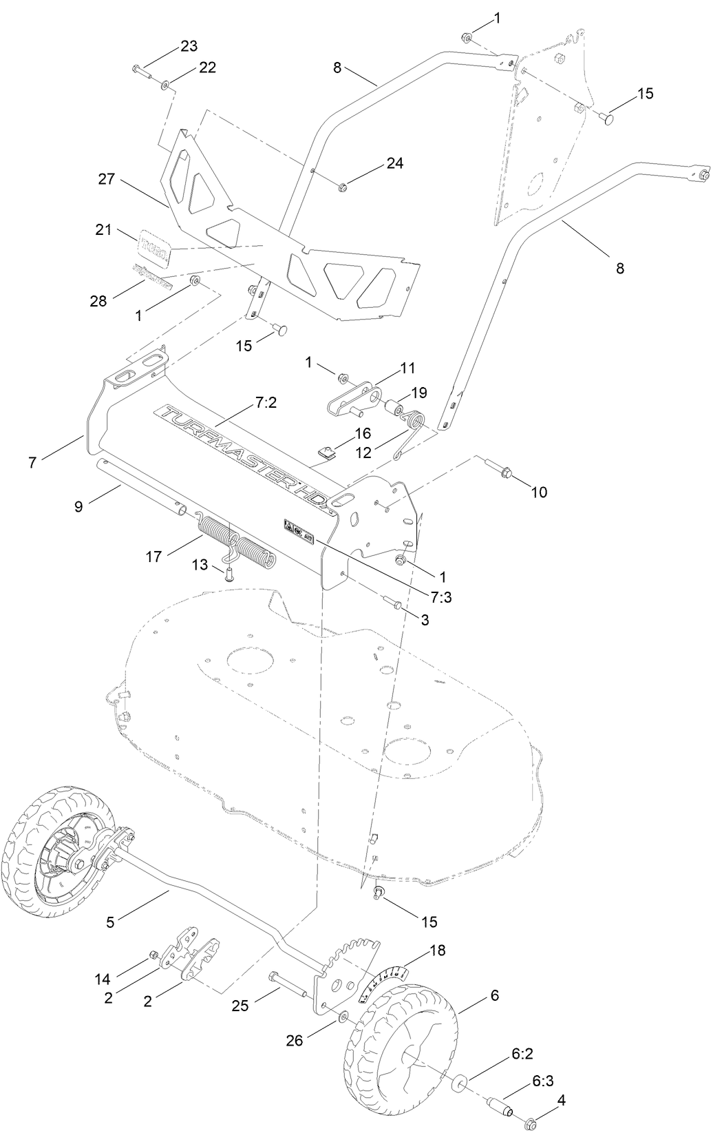 Front Wheel and Height-of-Cut Assembly