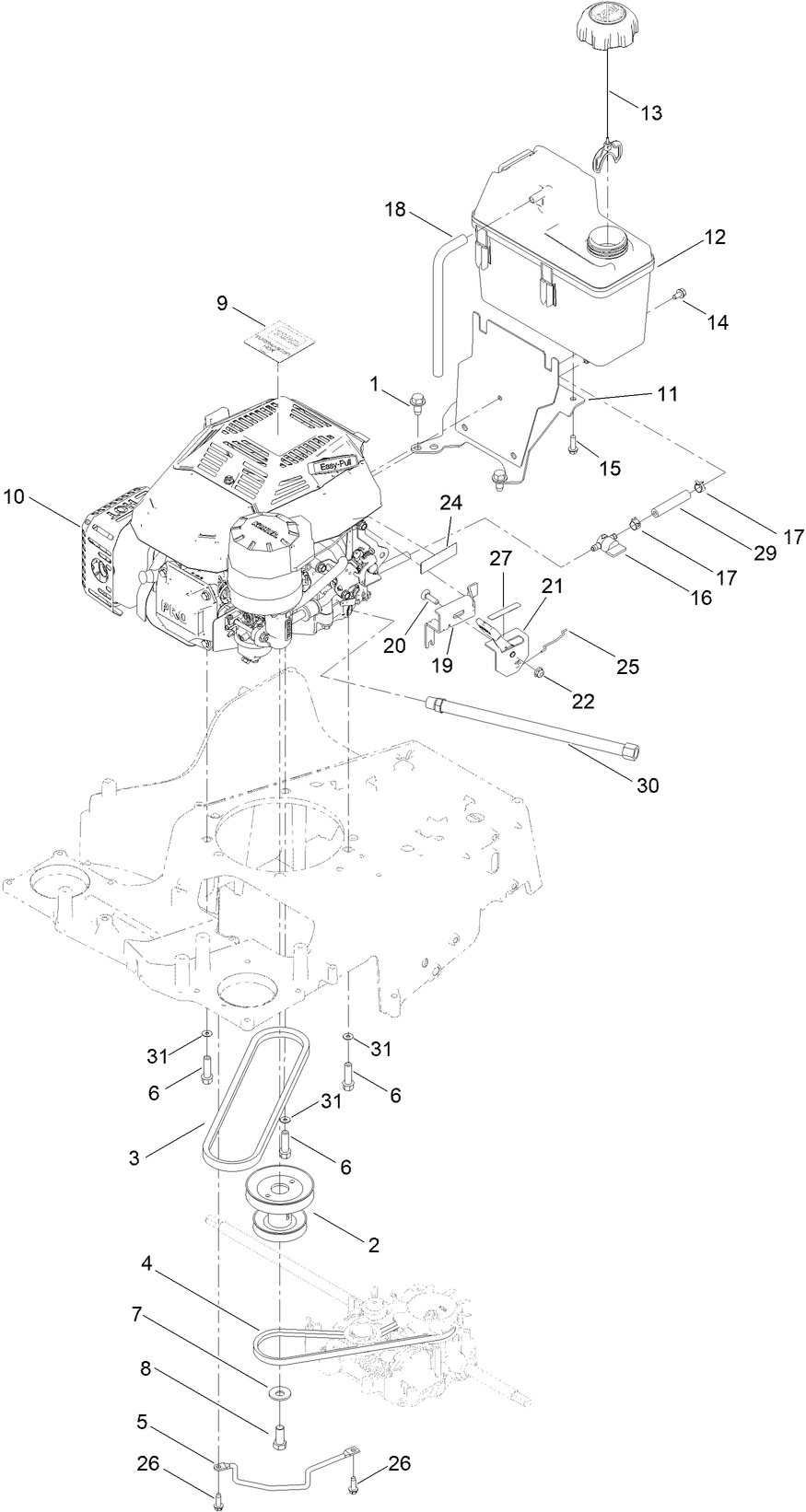 Engine and Fuel Tank Assembly