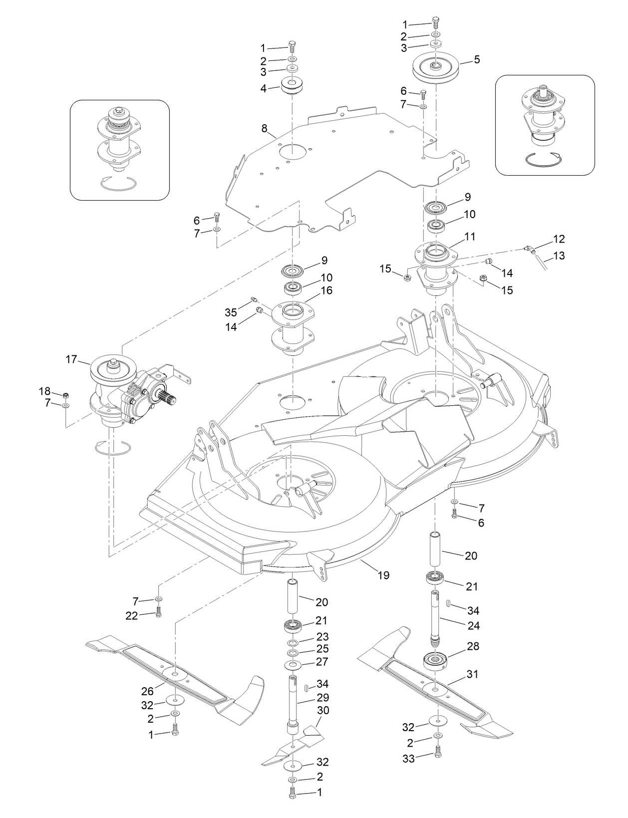 Cutting Deck Blade and Pulley Assembly