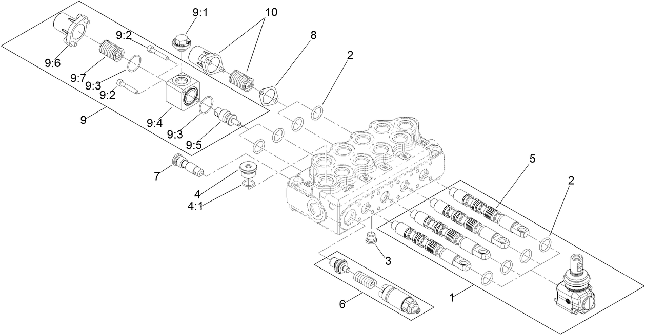 Four Spool Hydraulic Valve Assembly No. 105-8377