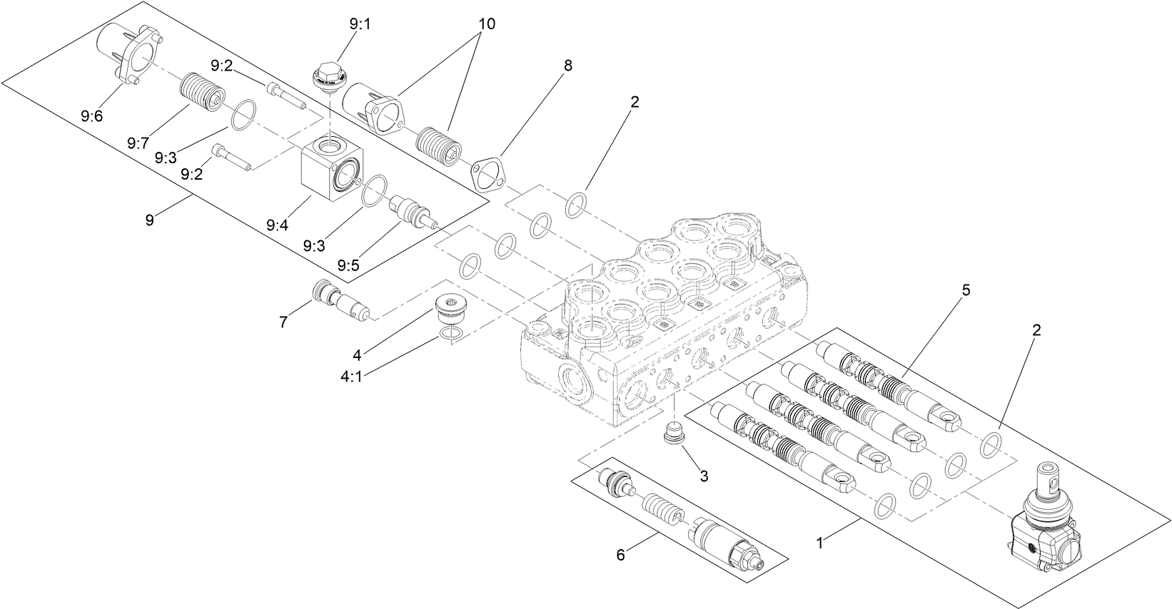 Four Spool Hydraulic Valve Assembly No. 105-8377