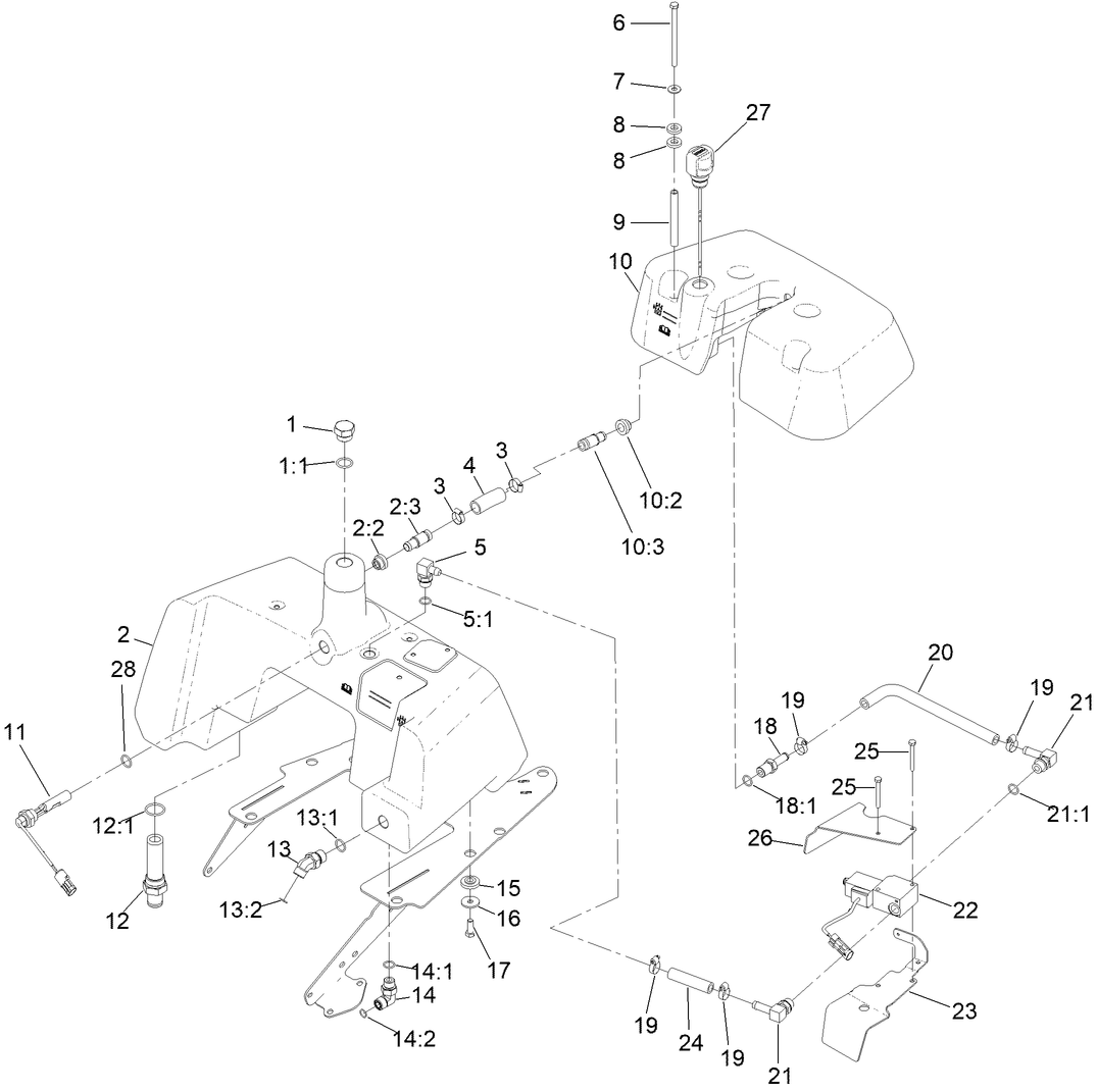 Hydraulic Tank and Leak Detector Assembly