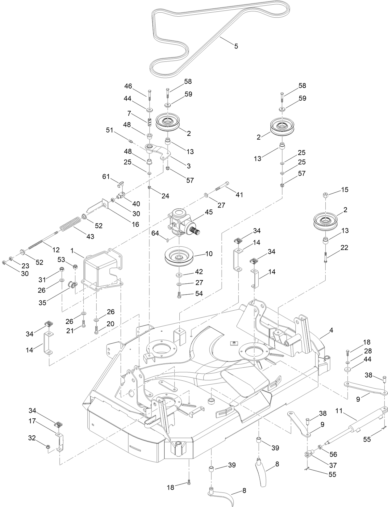 132 cm Cutting Deck Belt and Idlers Assembly