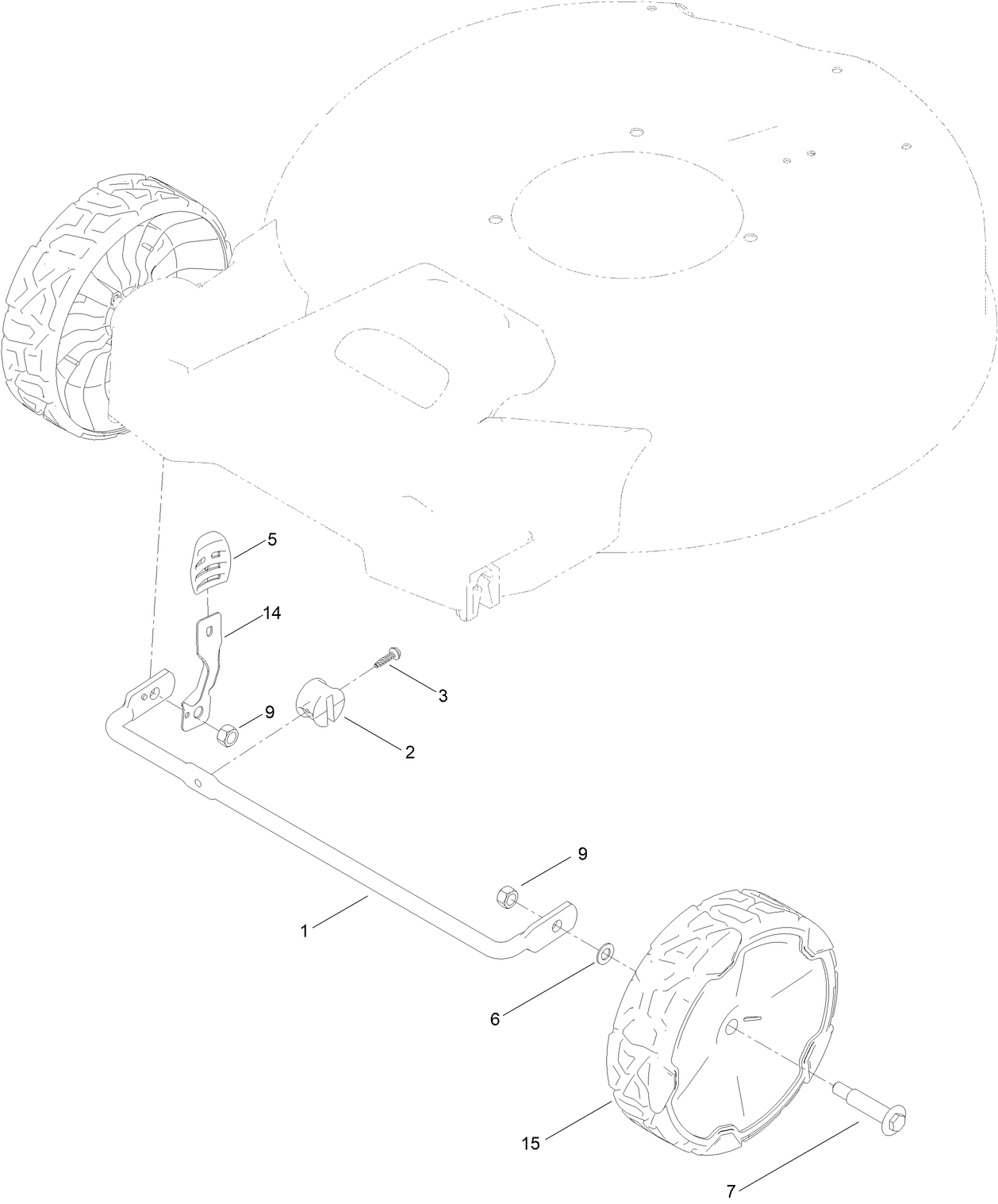 Front Wheel and Height-of-Cut Assembly