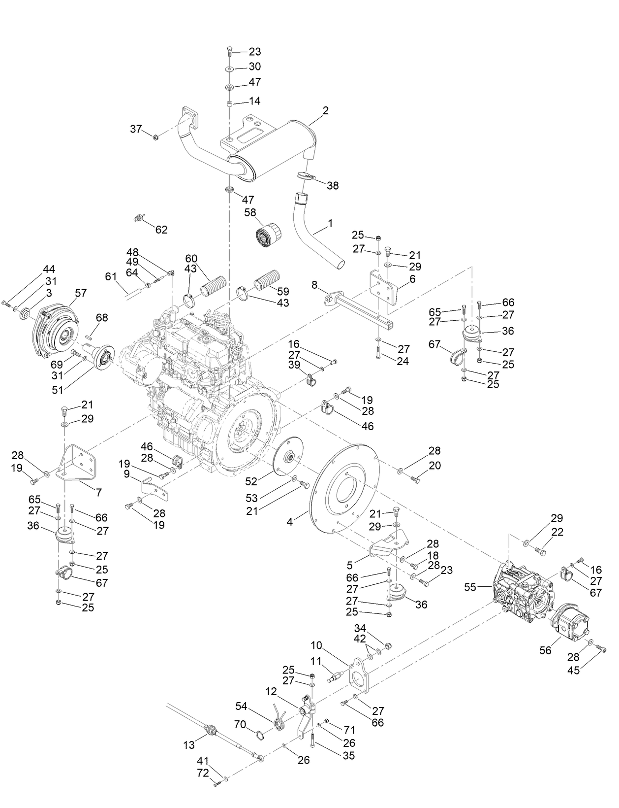 Engine, Pump and Friction Assembly