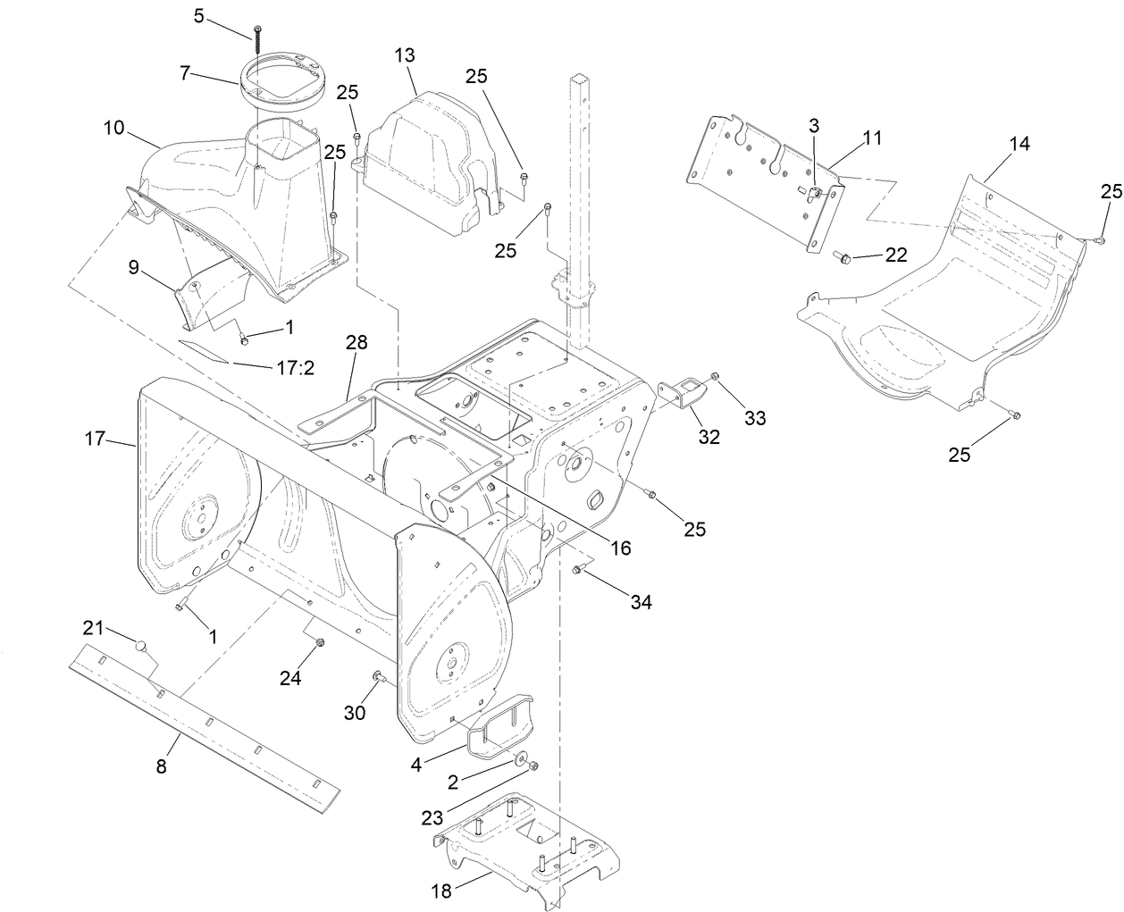 Main Frame and Auger Housing Assembly
