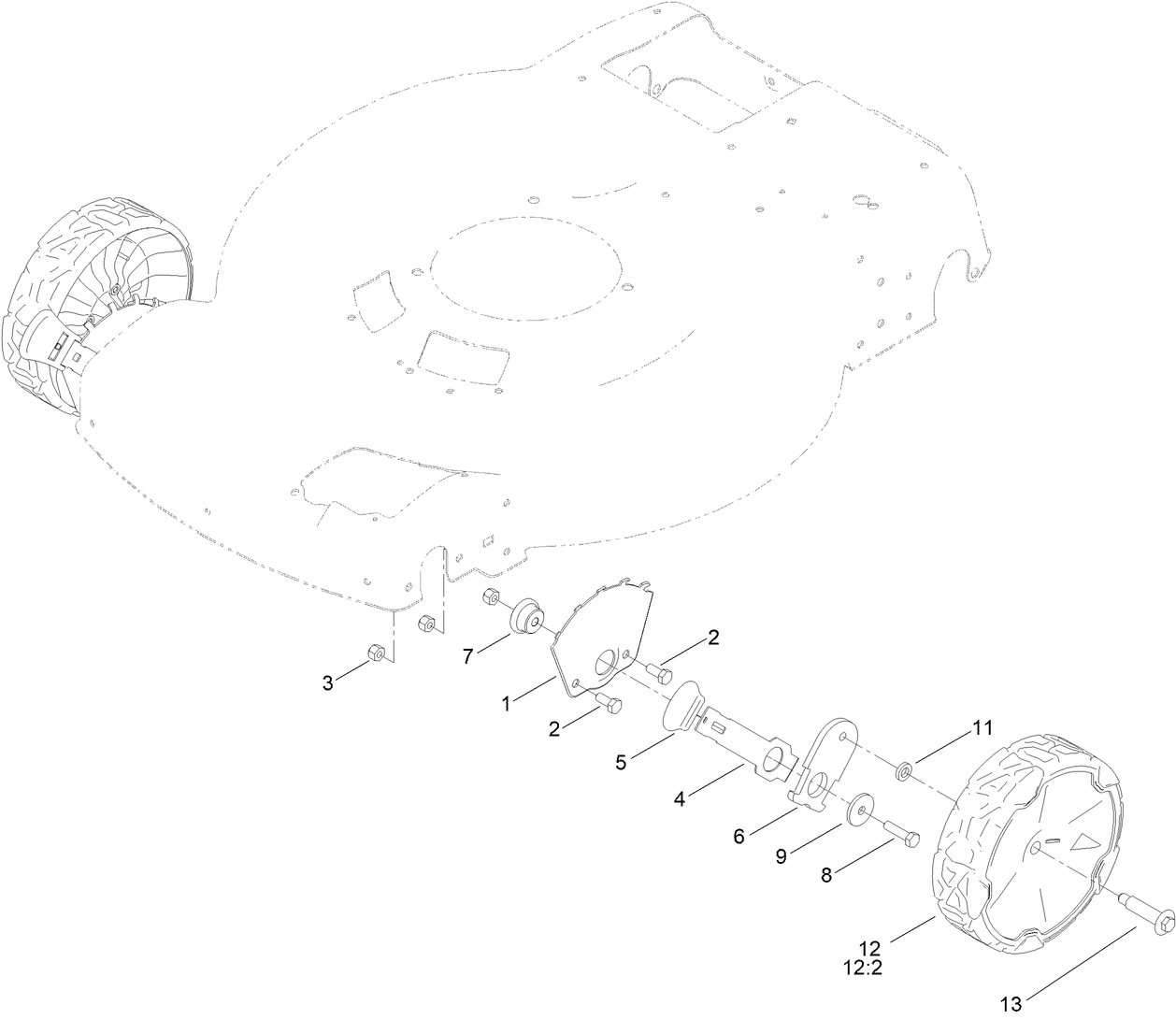 Front Wheel and Height-of-Cut Assembly
