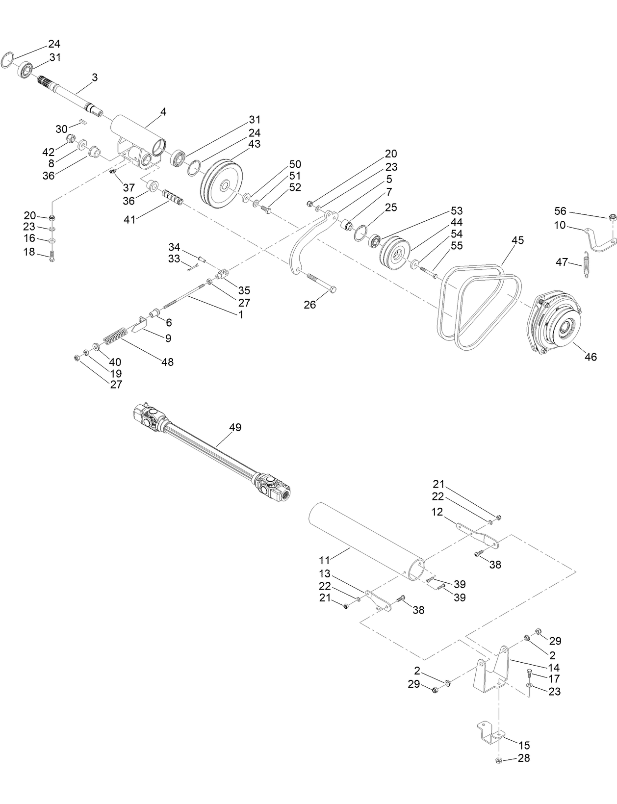 Transmission, PTO and Drive Shaft Assembly