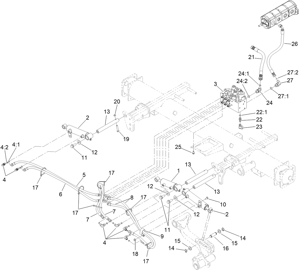 No. 1, 4 and 5 Lift Arm Hydraulic Assembly