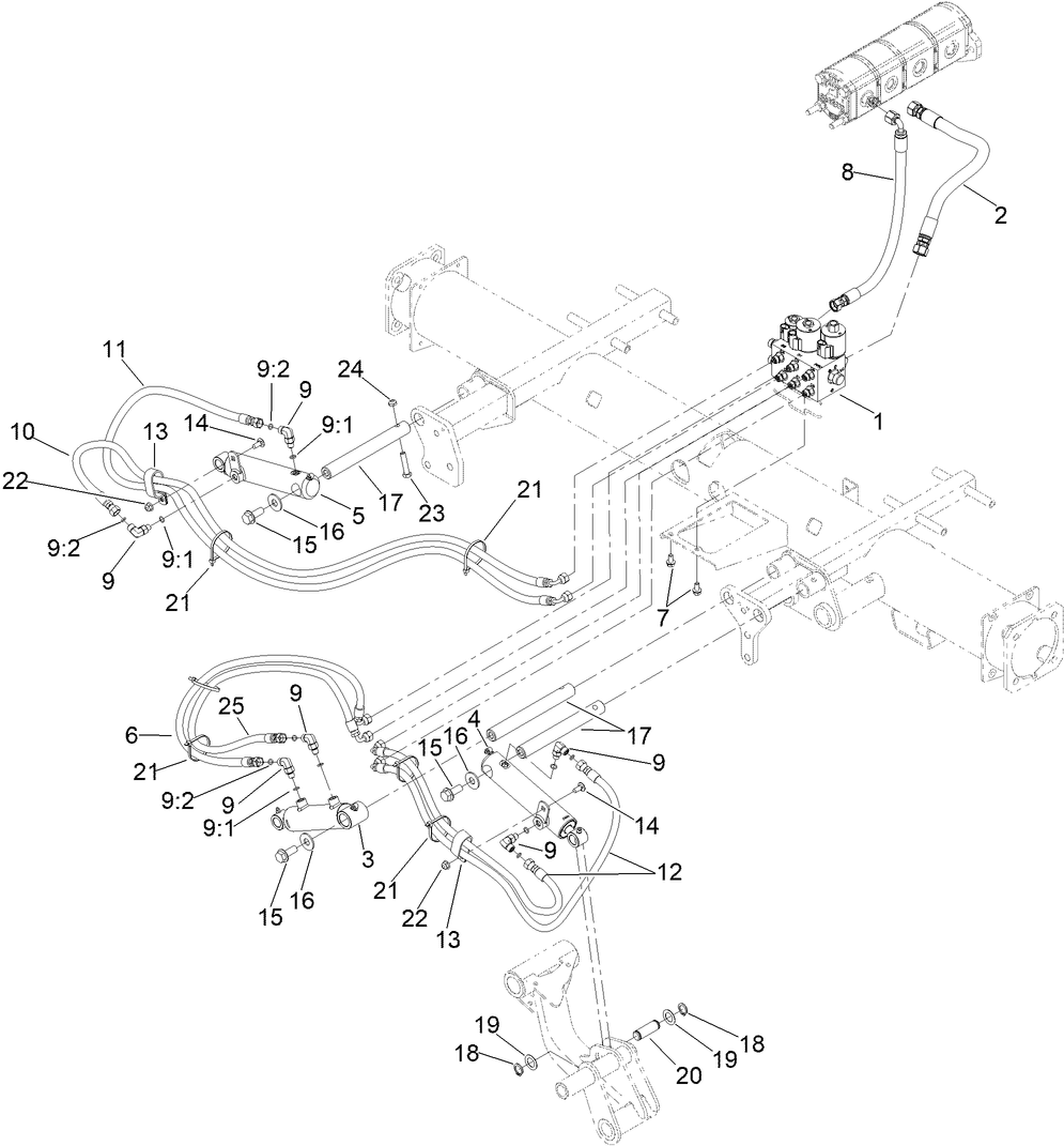 Deck No. 1, 4 and 5 Lift Circuit Hydraulic Assembly