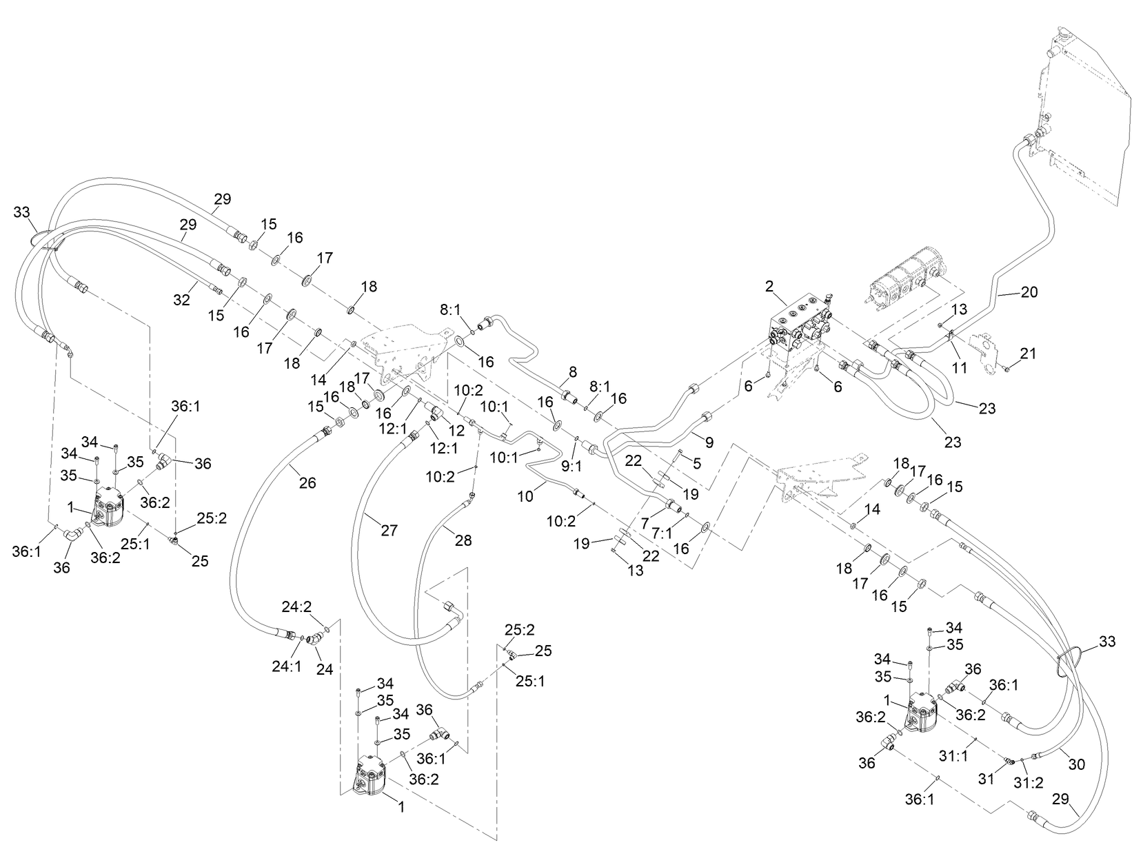 Deck No. 1, 4 and 5 Hydraulic Circuit Assembly