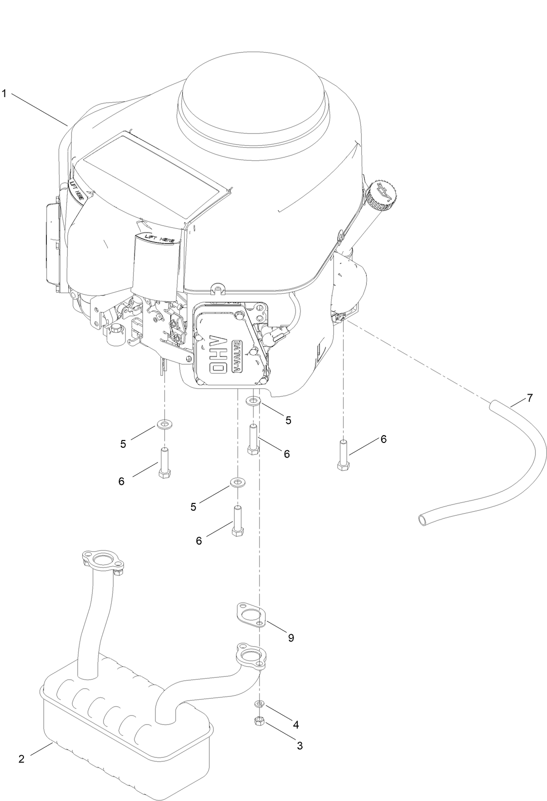 Engine and Muffler Assembly