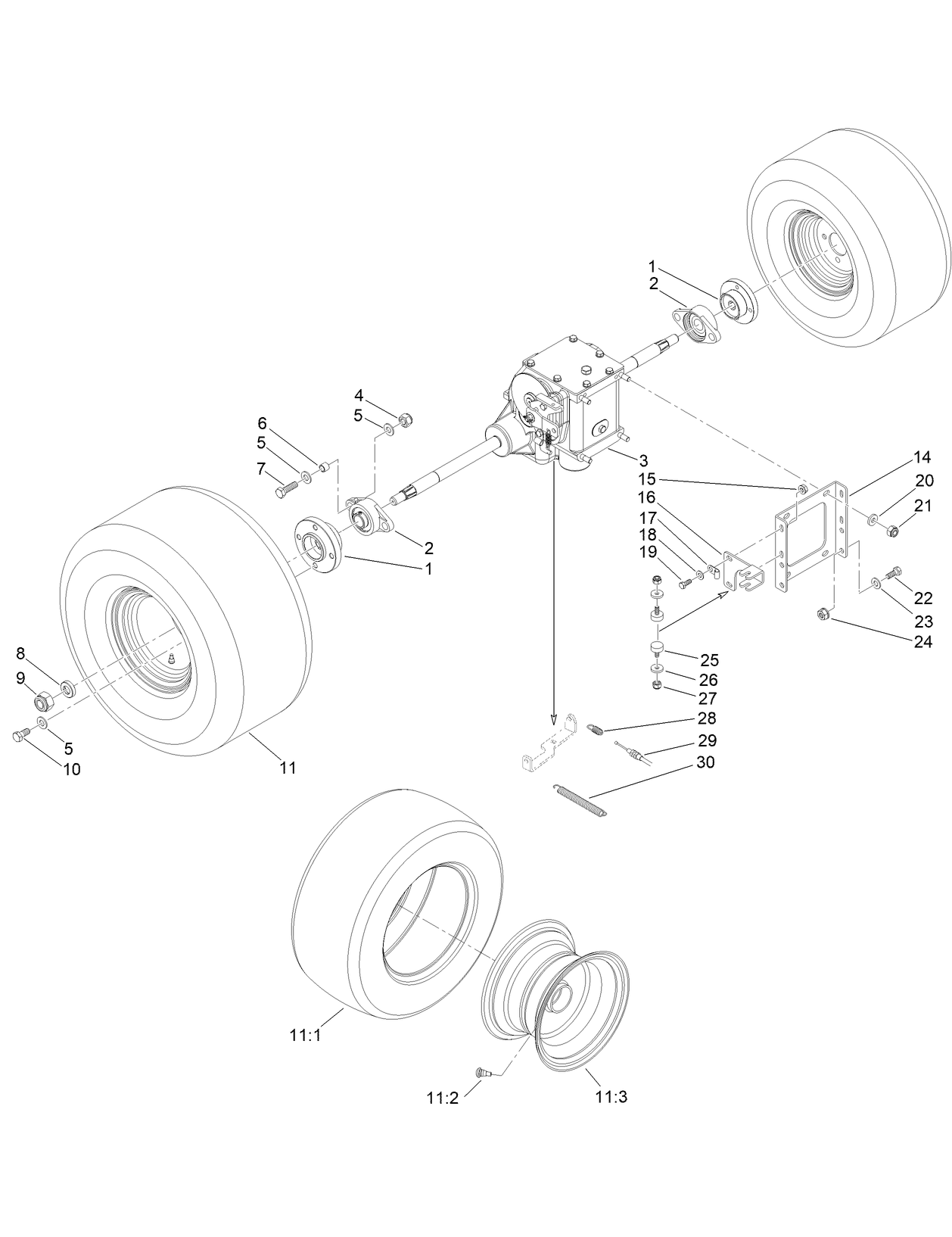 Axle and Front Wheels Assembly