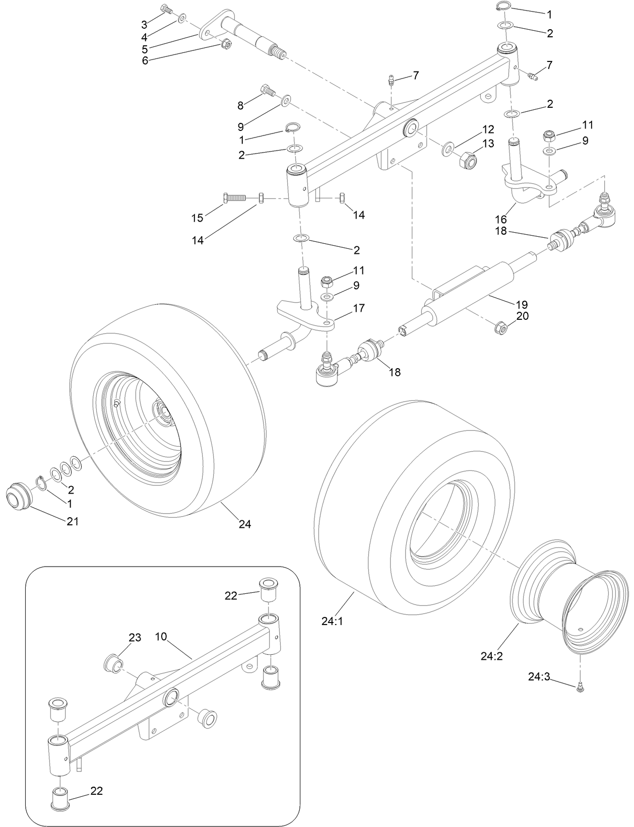 Axle and Steering Rear Assembly