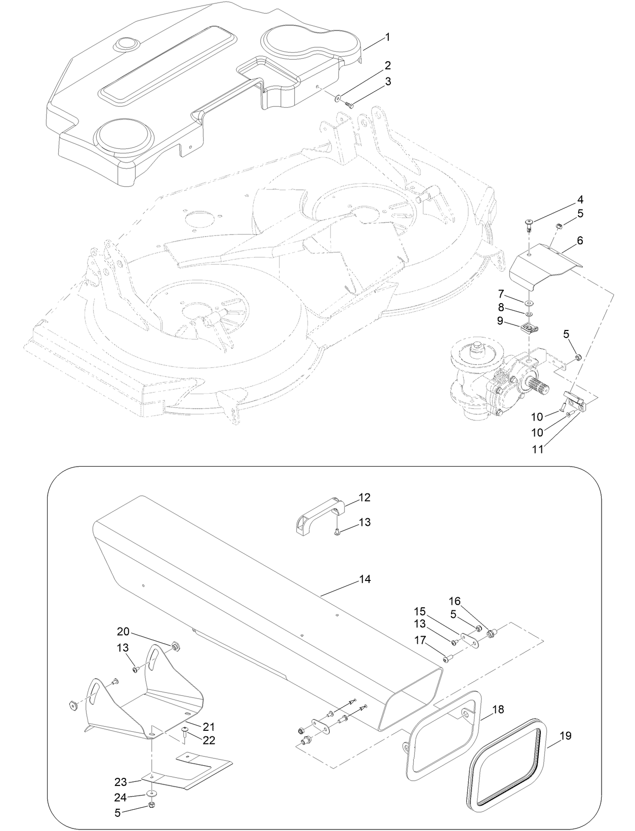 Cutting Deck Cover and Chute Assembly