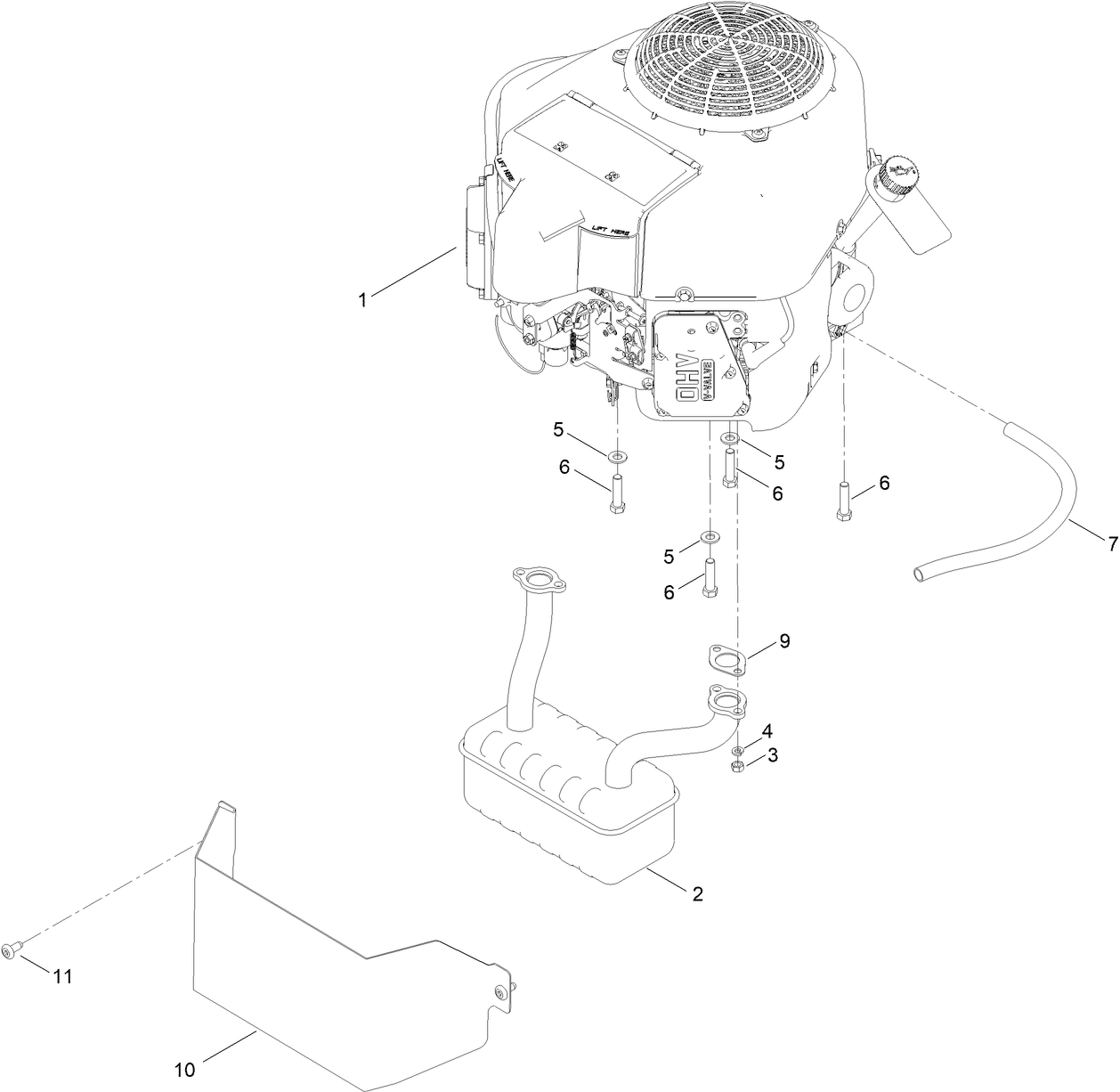 Engine and Muffler Assembly