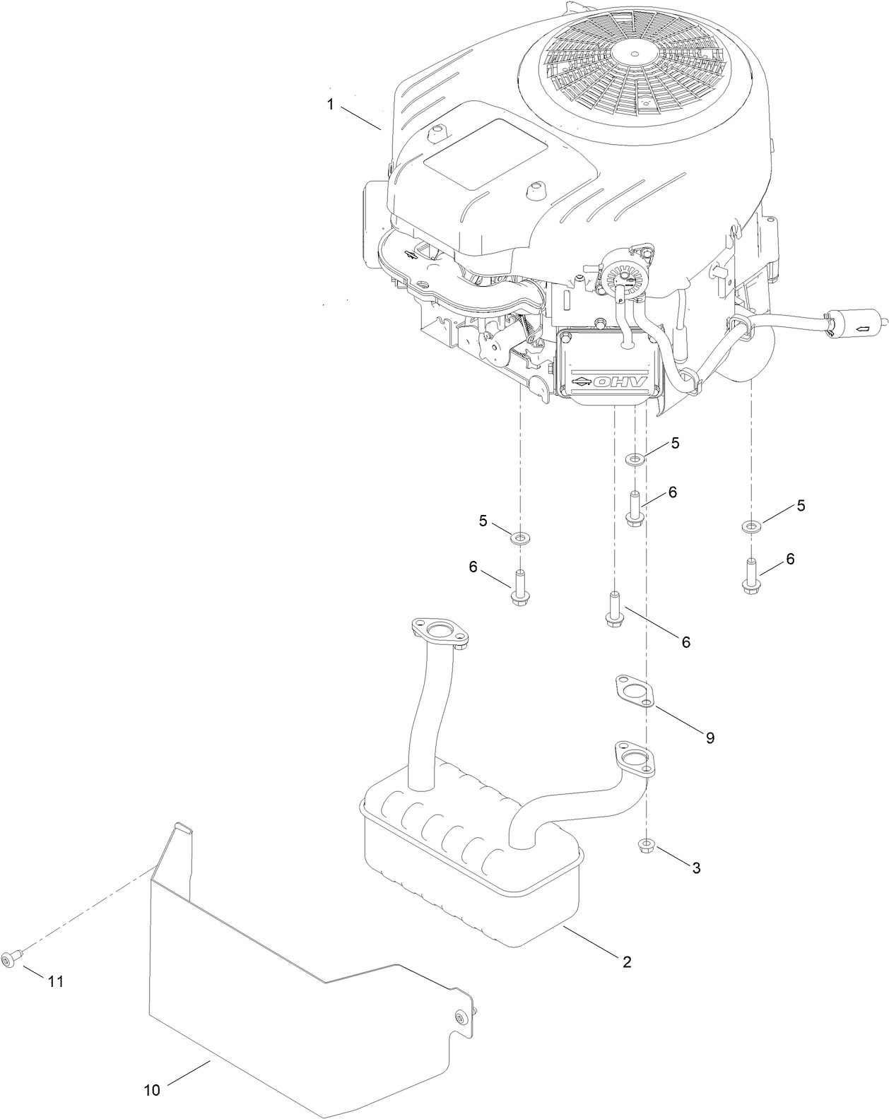 Engine and Muffler Assembly