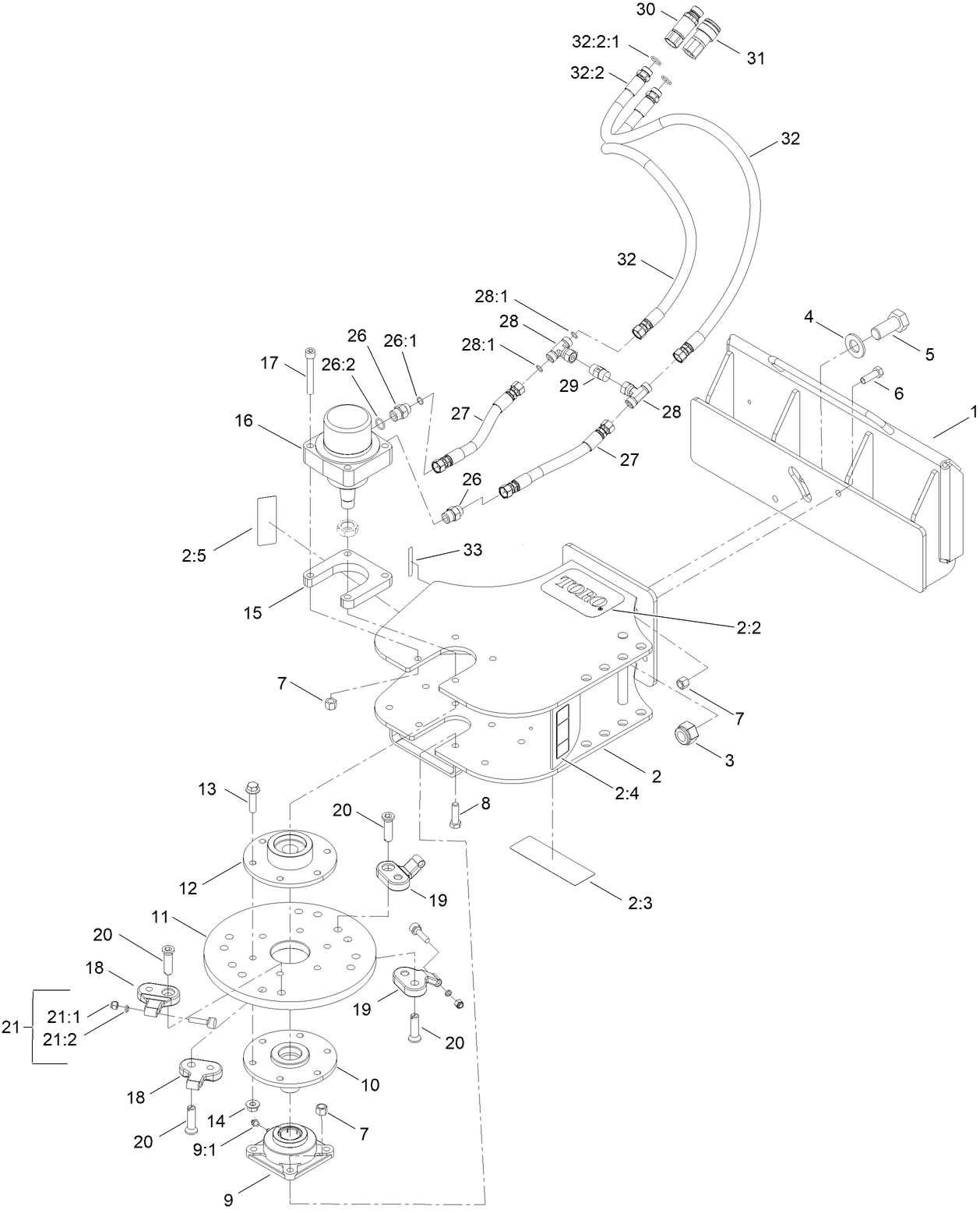 Grinder Frame, Head and Hydraulic Motor Assembly