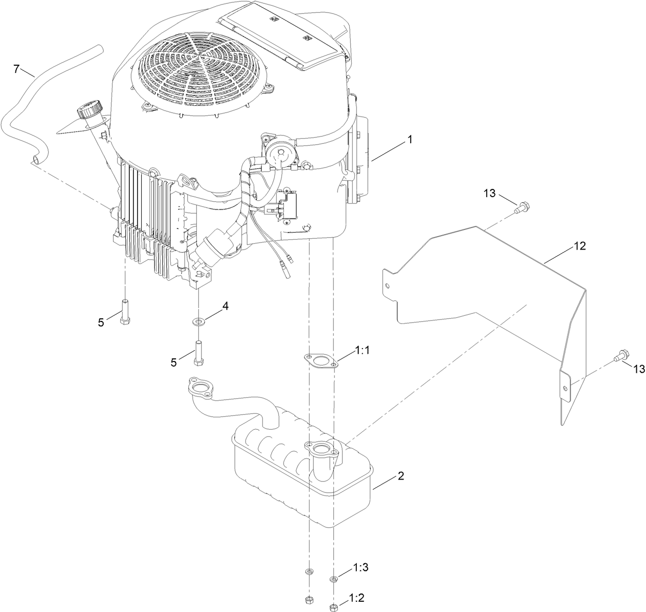 Engine and Muffler Assembly