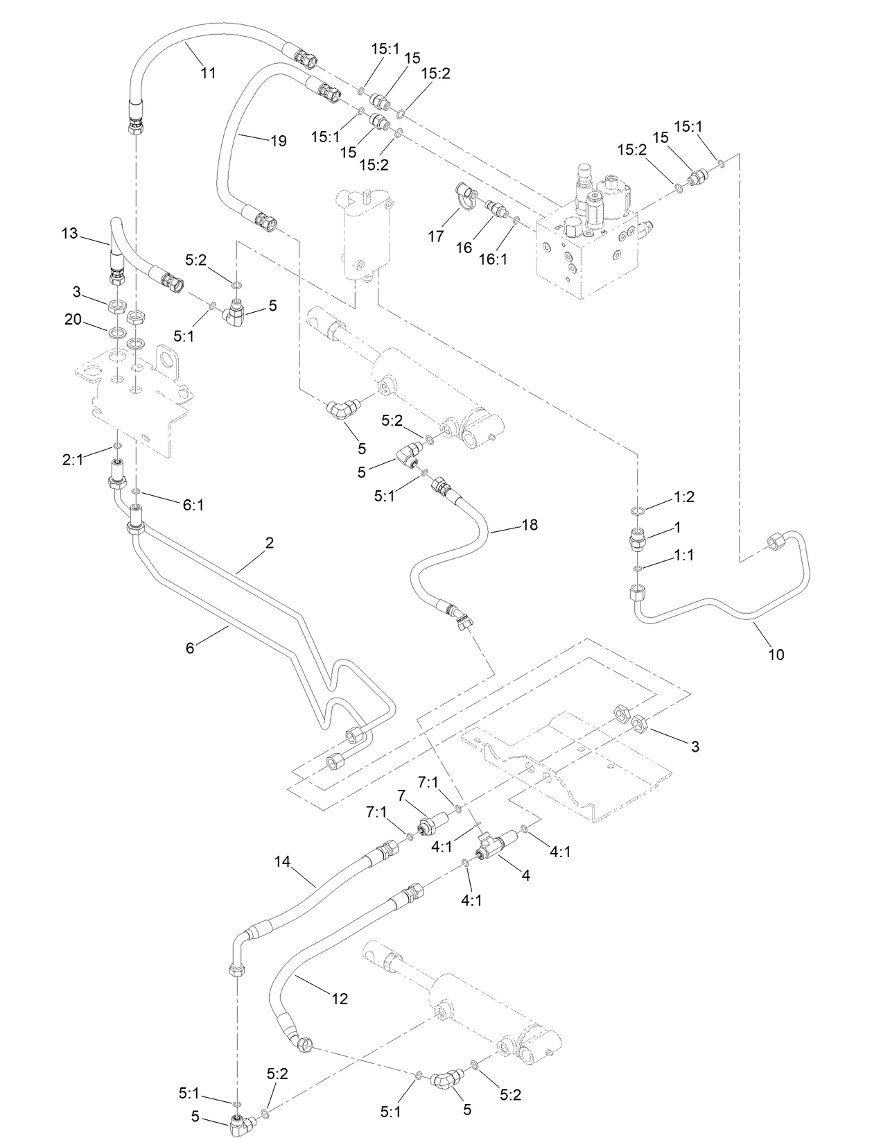 Hydraulic Lift Circuit Plumbing Assembly